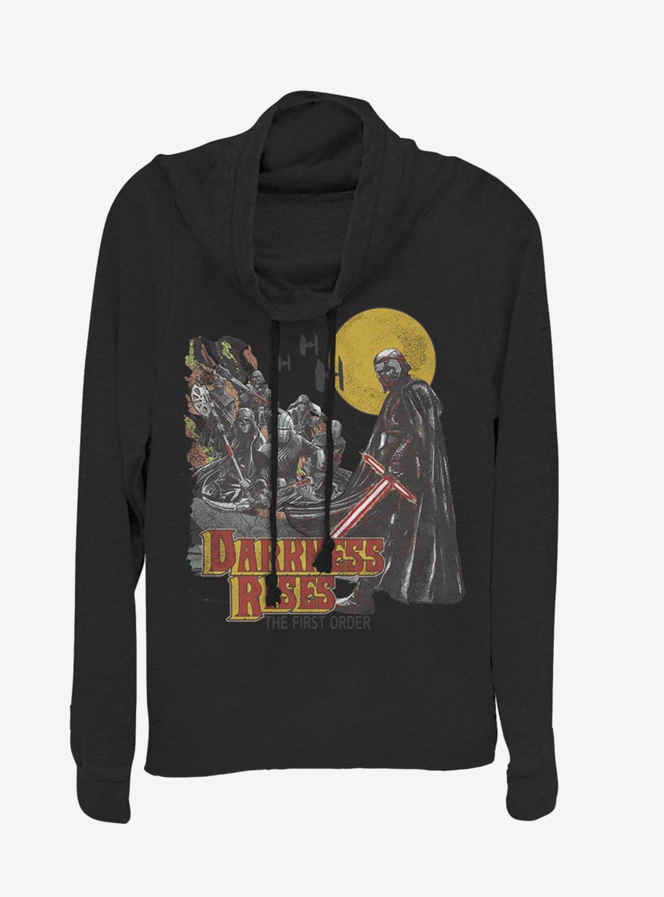 Star Wars Episode IX The Rise Of Skywalker Darkness Rising Cowl Neck Long-Sleeve Girls Top, BLACK, hi-res