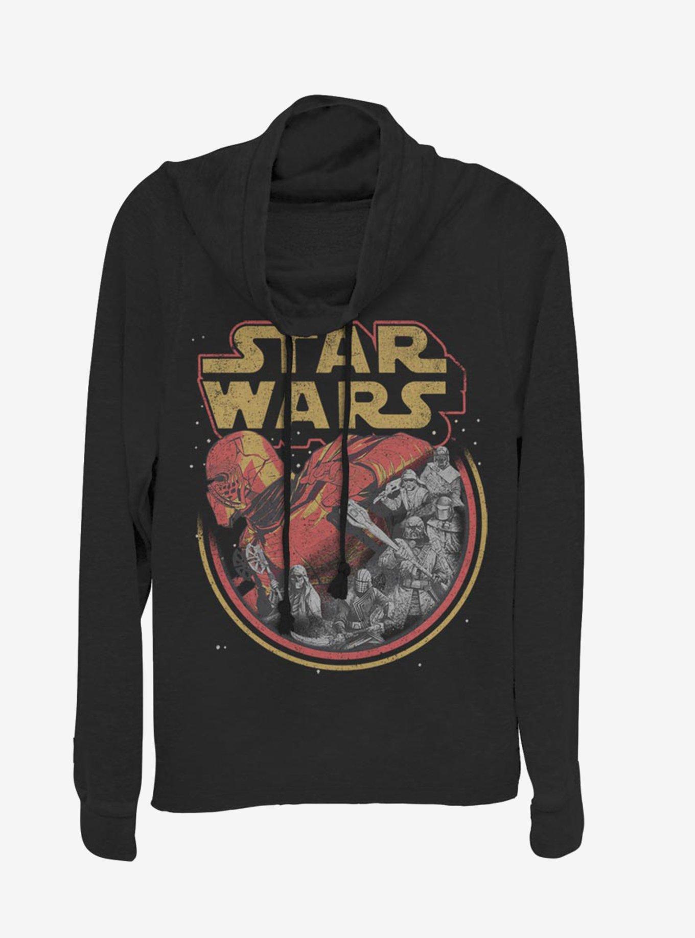 Star Wars Episode IX The Rise Of Skywalker Retro Villains Cowl Neck Long-Sleeve Girls Top, BLACK, hi-res