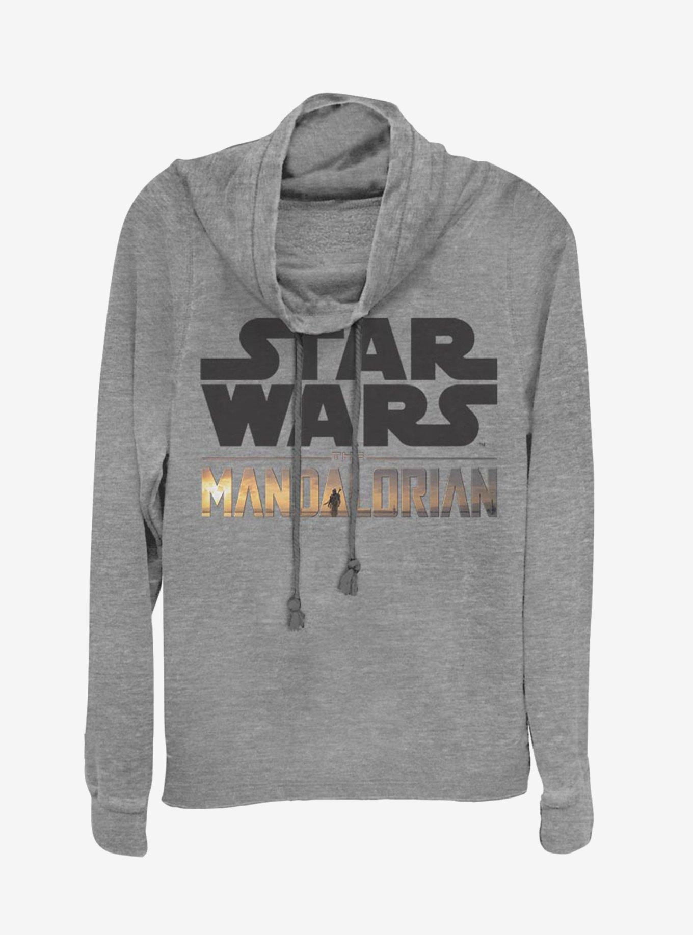 Star Wars The Mandalorian Stacked Logo Cowl Neck Long-Sleeve Girls Top, , hi-res