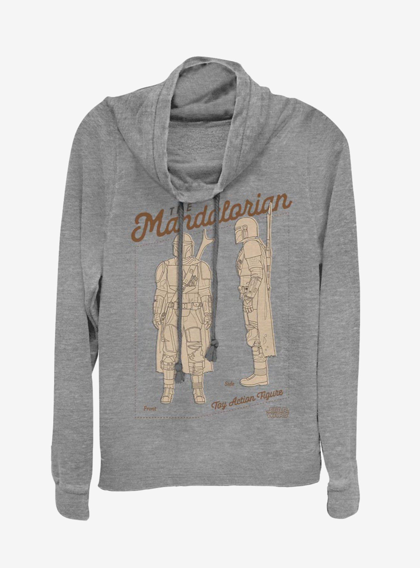 Star Wars The Mandalorian Cowl Neck Long-Sleeve Girls Top, GRAY HTR, hi-res