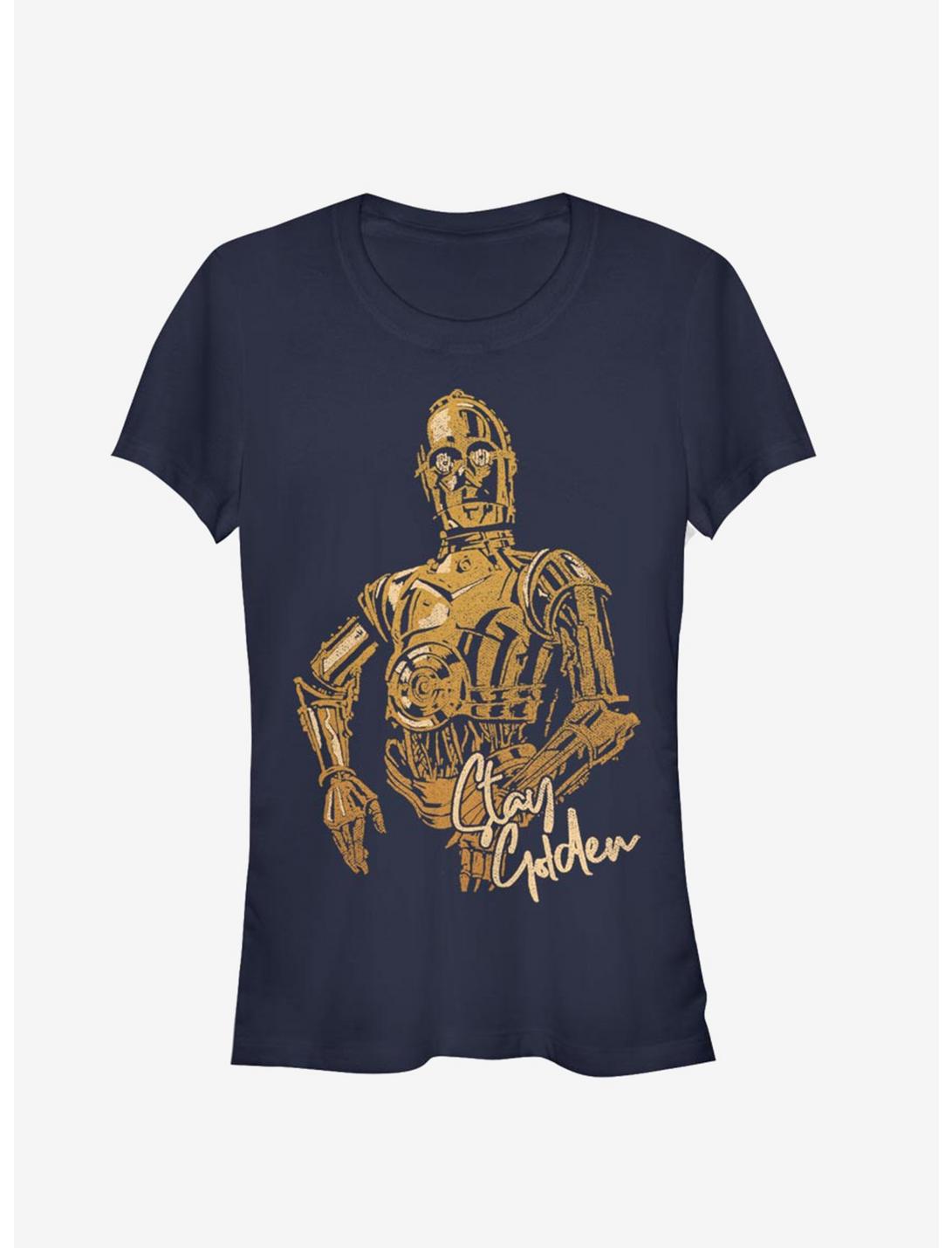 Star Wars Episode IX The Rise Of Skywalker C-3PO Stay Golden Girls T-Shirt, NAVY, hi-res