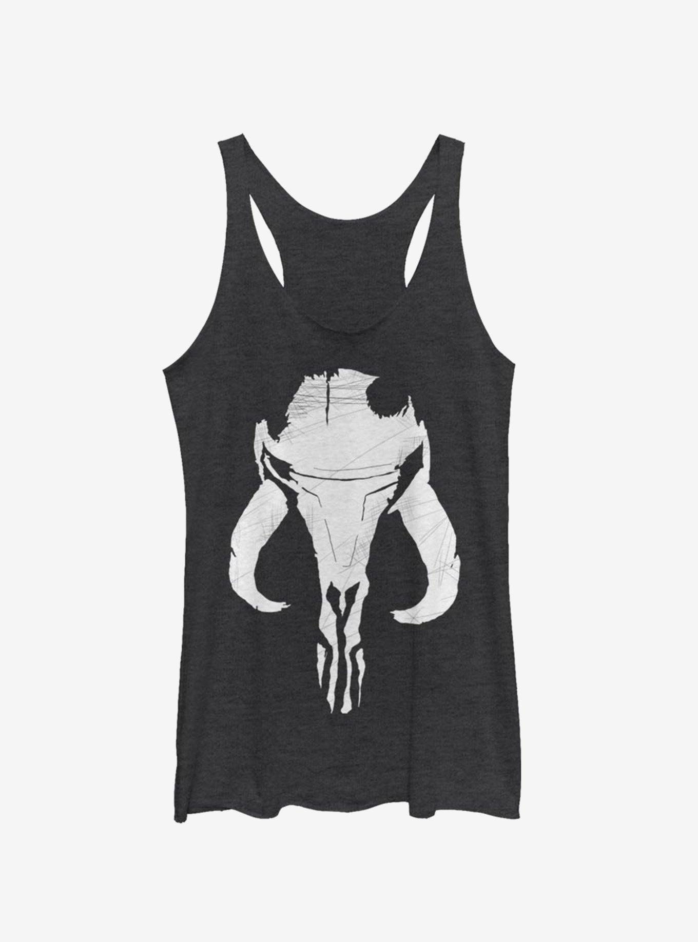 Star Wars The Mandalorian Bounty Hunter Mandalorian Mixed Symbol Girls Tank, BLK HTR, hi-res