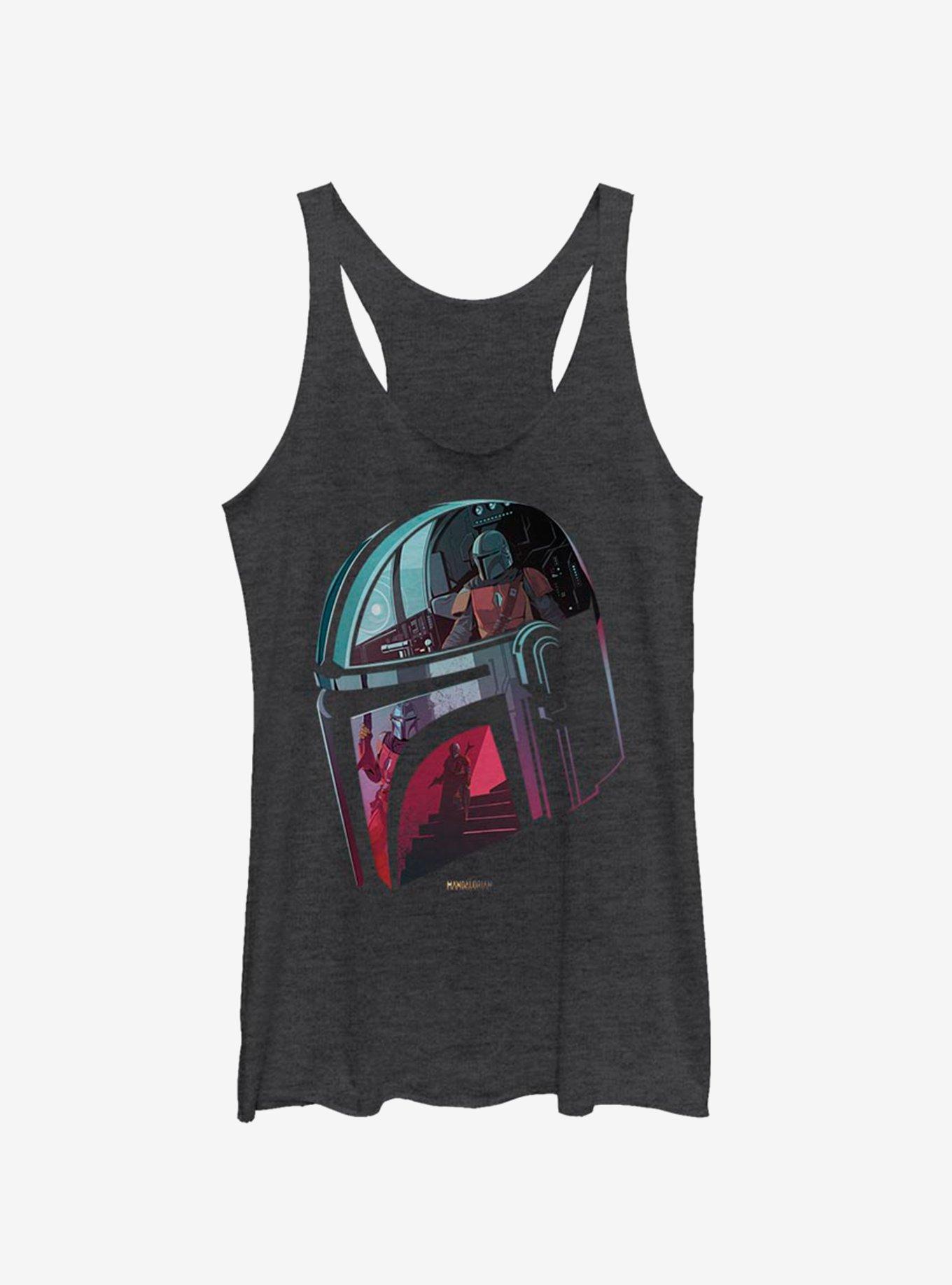 Star Wars The Mandalorian Helmet Explanation Girls Heather Black Tank Top, BLK HTR, hi-res