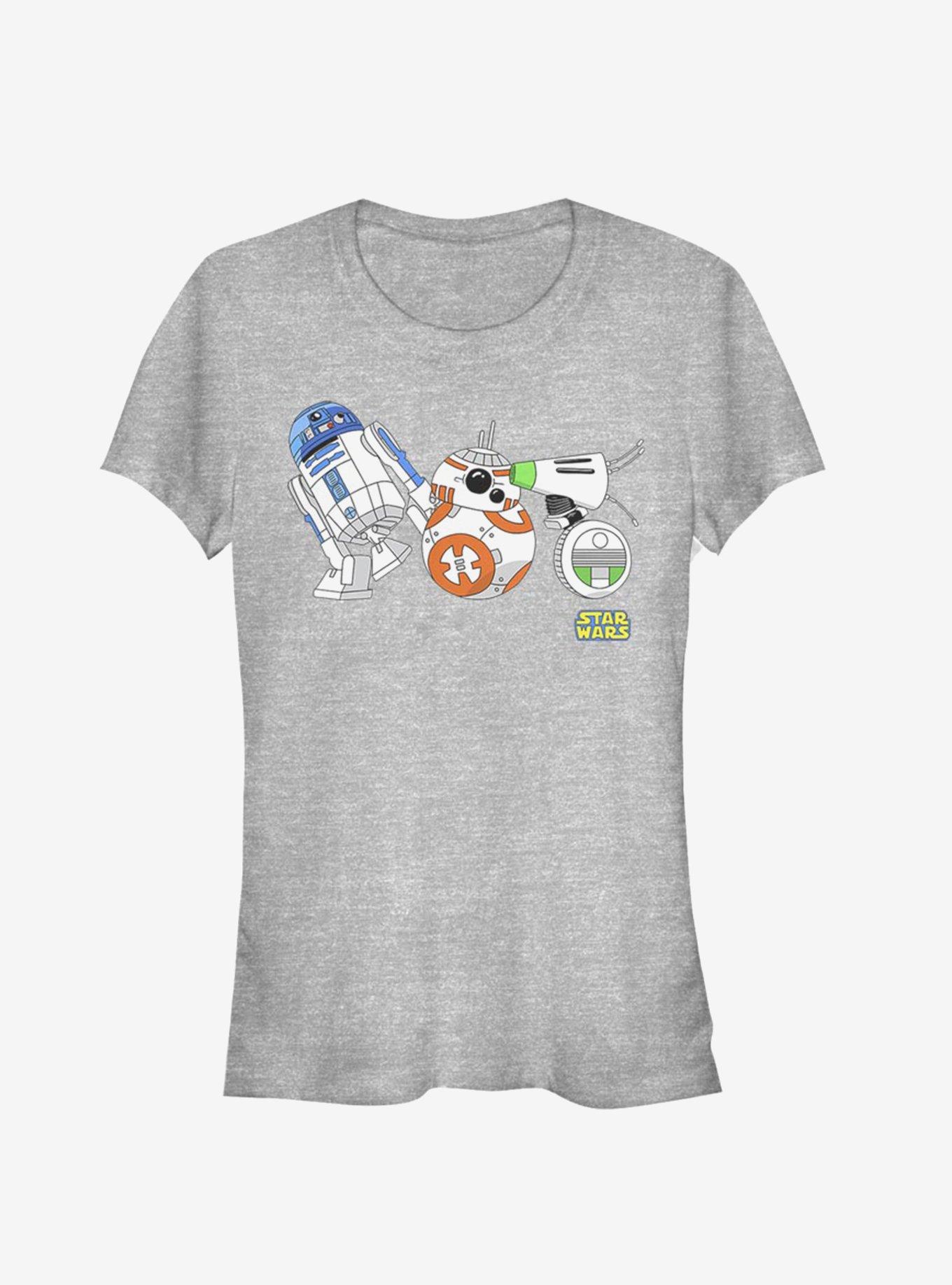 Star Wars Episode IX The Rise Of Skywalker Cartoon Droid Lineup Girls T-Shirt, ATH HTR, hi-res
