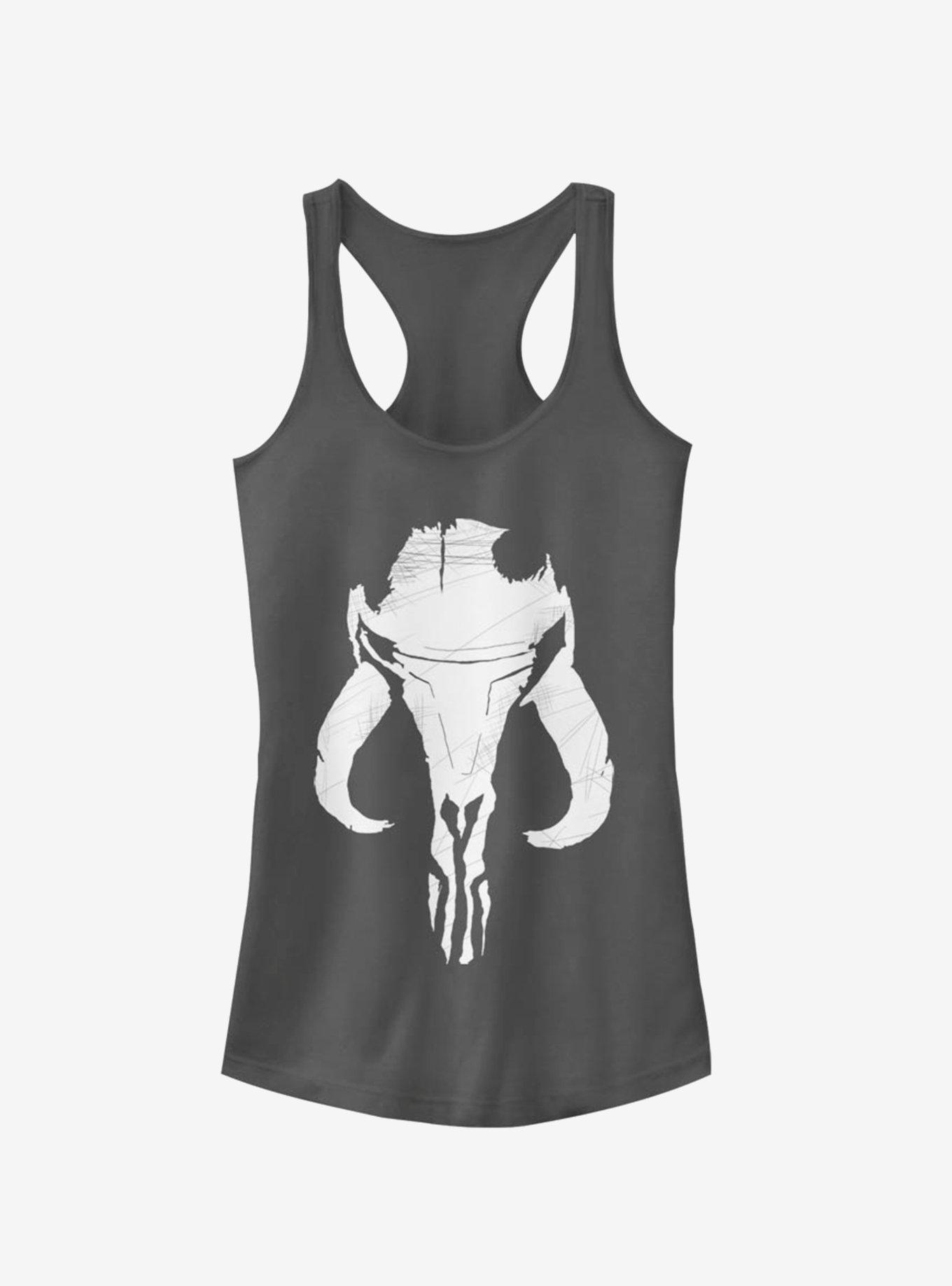 Star Wars The Mandalorian Bounty Hunter Mandalorian Mixed Symbol Girls Tank, CHARCOAL, hi-res