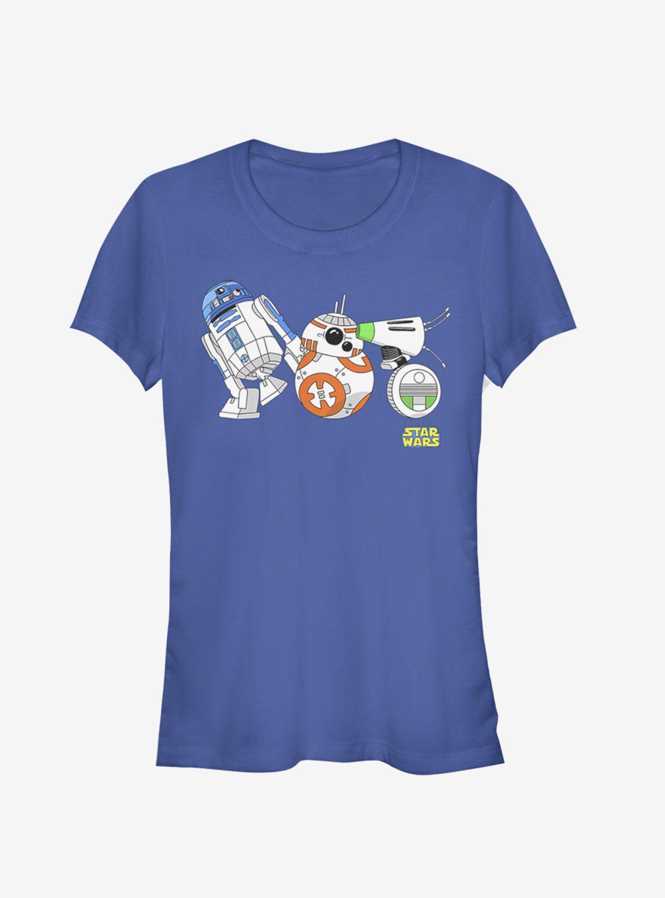 Star Wars Episode IX The Rise Of Skywalker Cartoon Droid Lineup Girls T-Shirt, ROYAL, hi-res