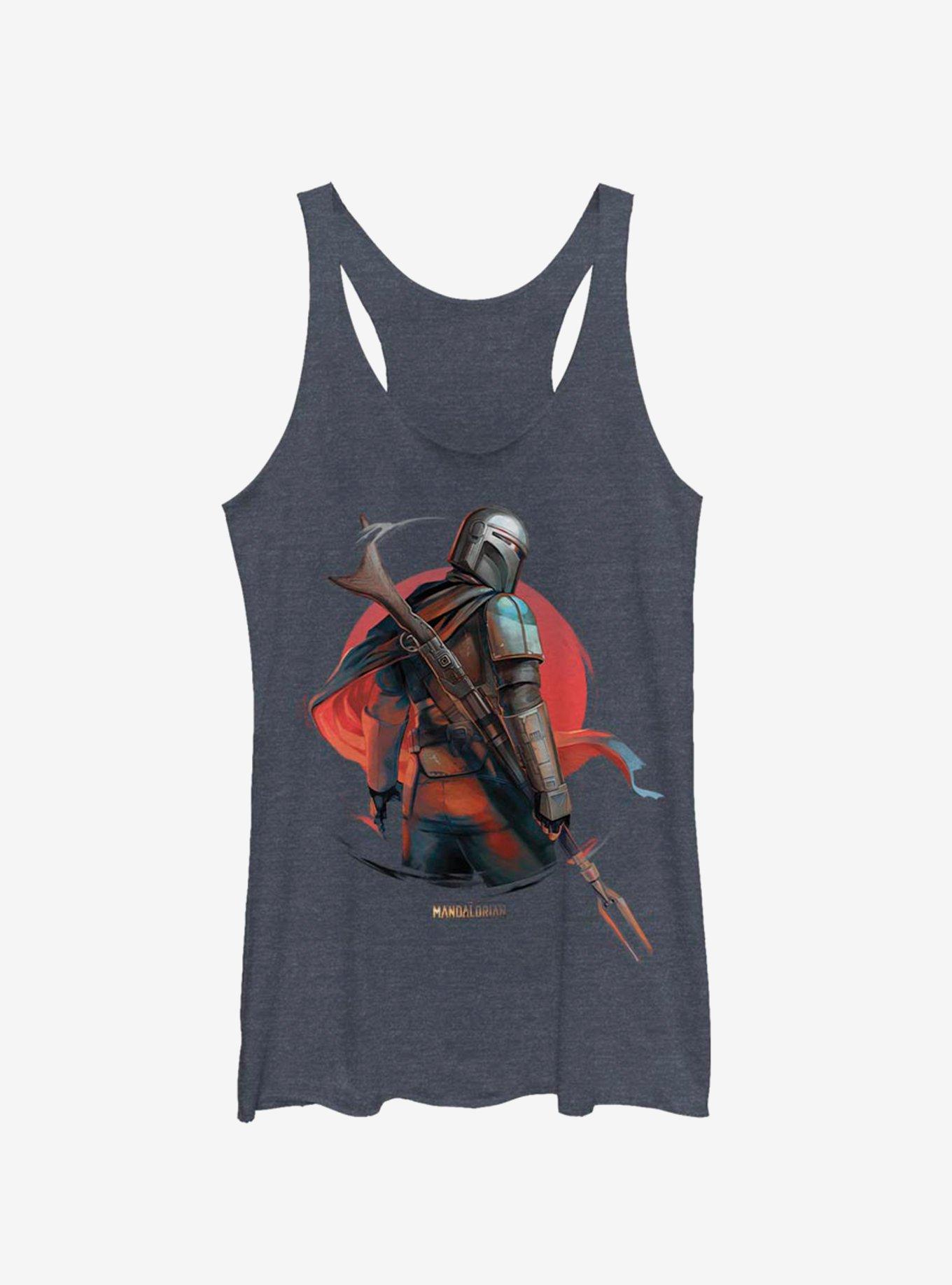 Star Wars The Mandalorian Mandalorian Sunrise Girls Heather Navy Blue Tank Top, , hi-res