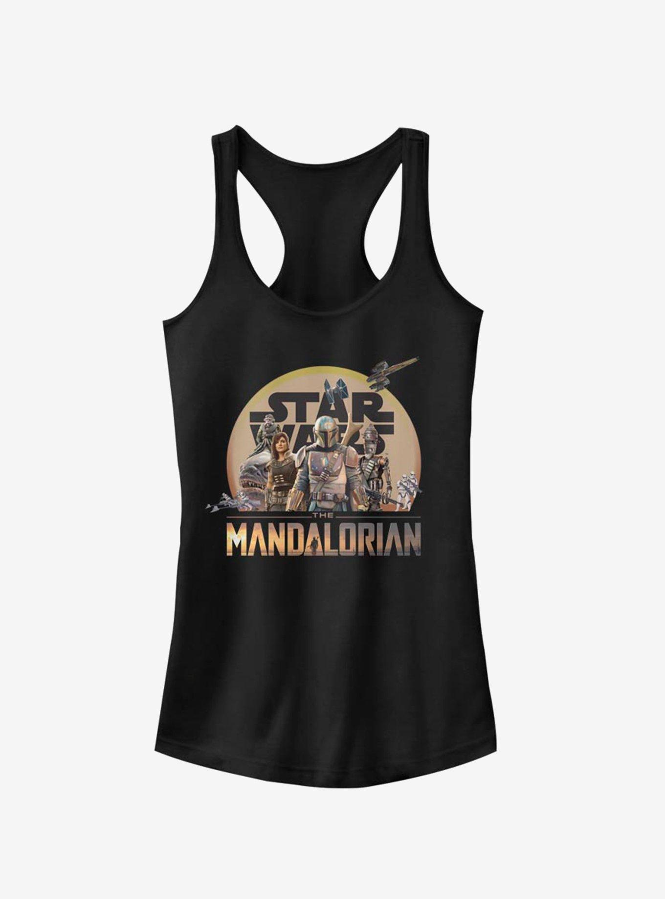 Star Wars The Mandalorian Mandalorian Characters Action Pose Girls Tank, BLACK, hi-res