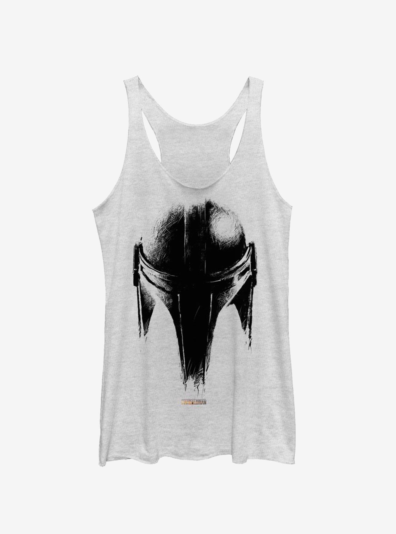 Star Wars The Mandalorian Sketch Helm Girls Tank, WHITE HTR, hi-res