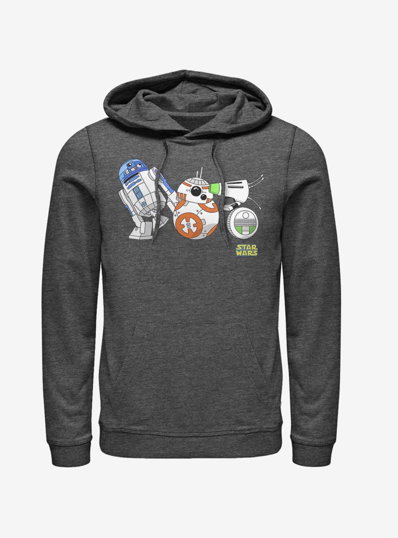 Star Wars Episode IX The Rise Of Skywalker Cartoon Droid Lineup Hoodie, CHAR HTR, hi-res