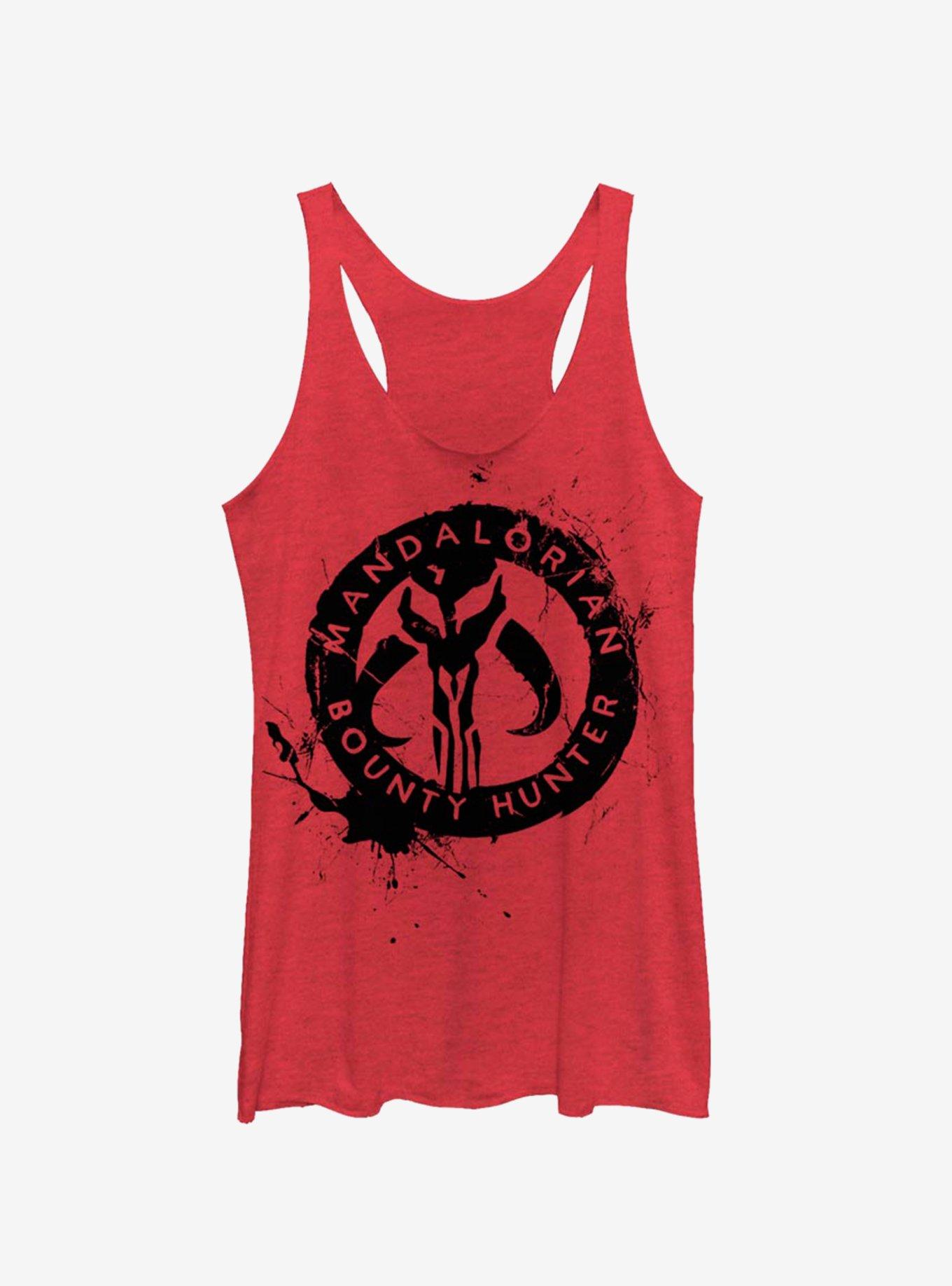 Star Wars The Mandalorian Painted Skull Girls Tank, RED HTR, hi-res