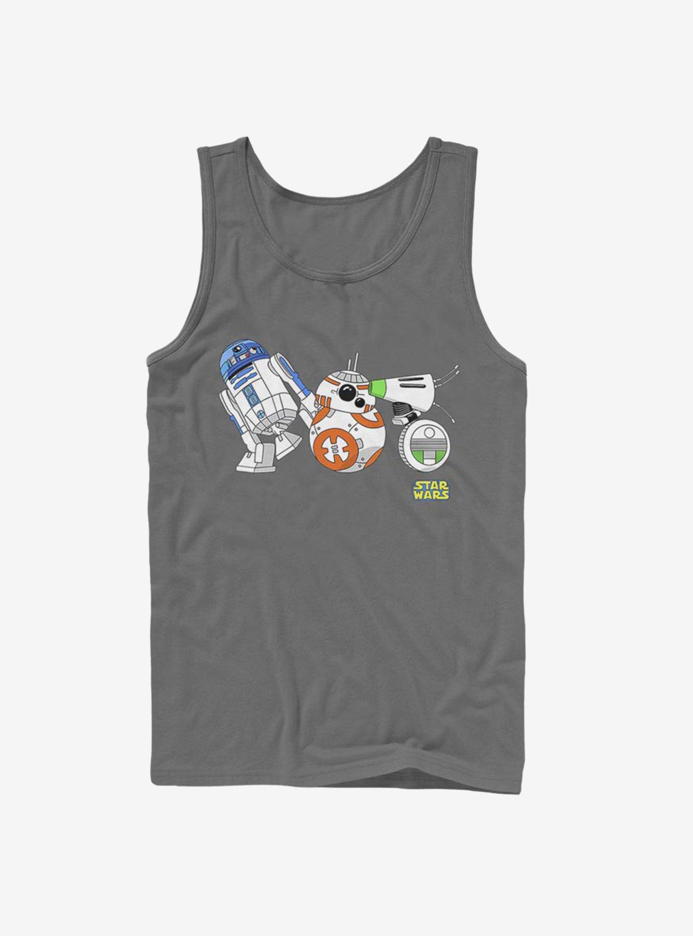 Star Wars Episode IX The Rise Of Skywalker Cartoon Droid Lineup Tank, CHARCOAL, hi-res