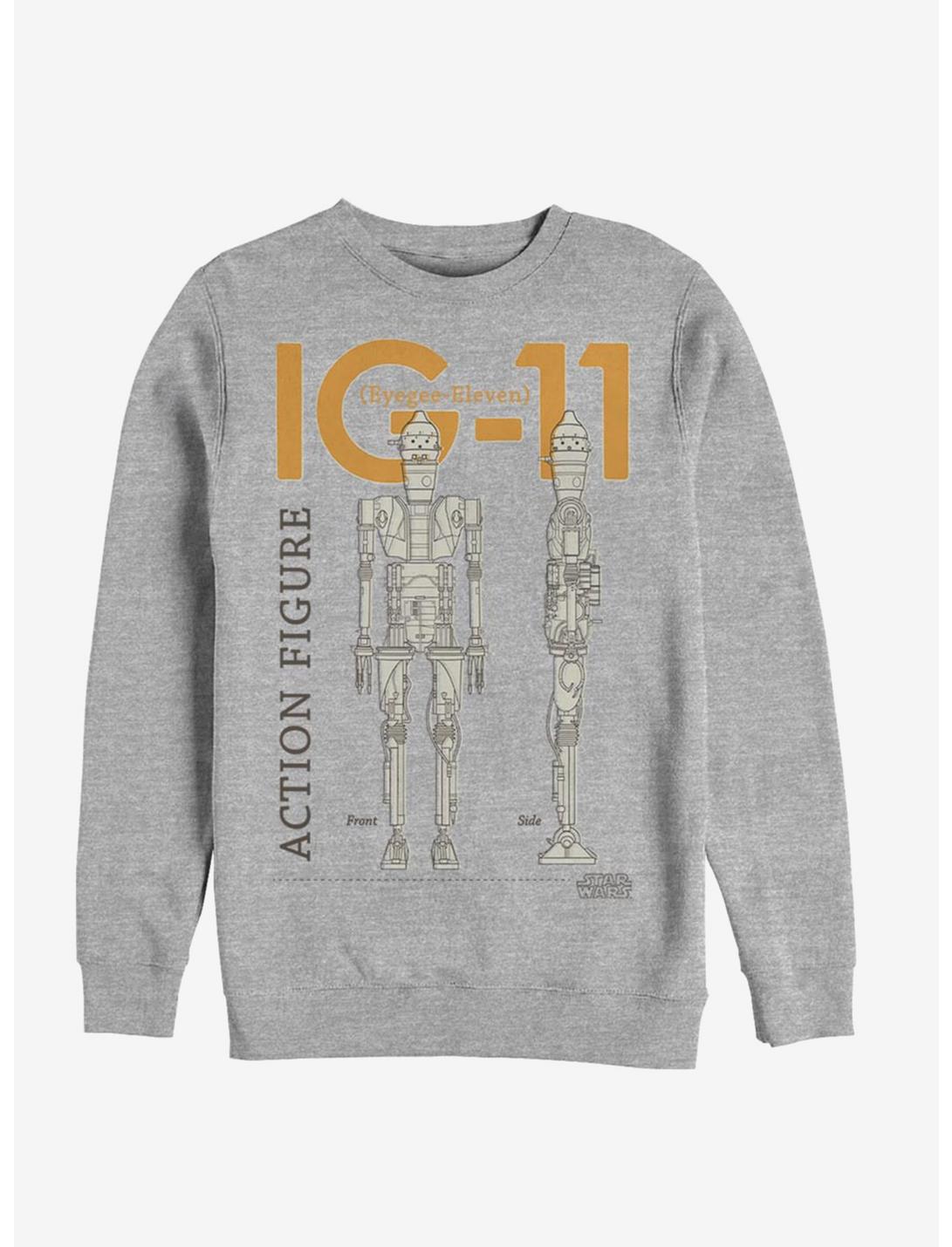 Star Wars The Mandalorian IG-11 Schematics Sweatshirt, ATH HTR, hi-res