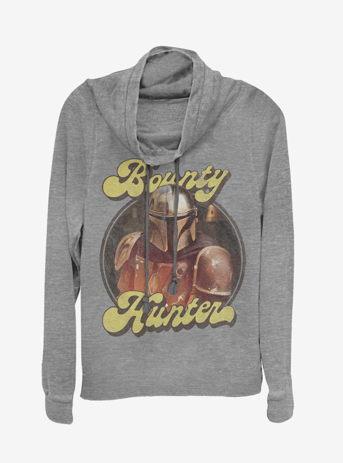 Star Wars The Mandalorian Bounty Retro Cowl Neck Long-Sleeve Girls Top, GRAY HTR, hi-res