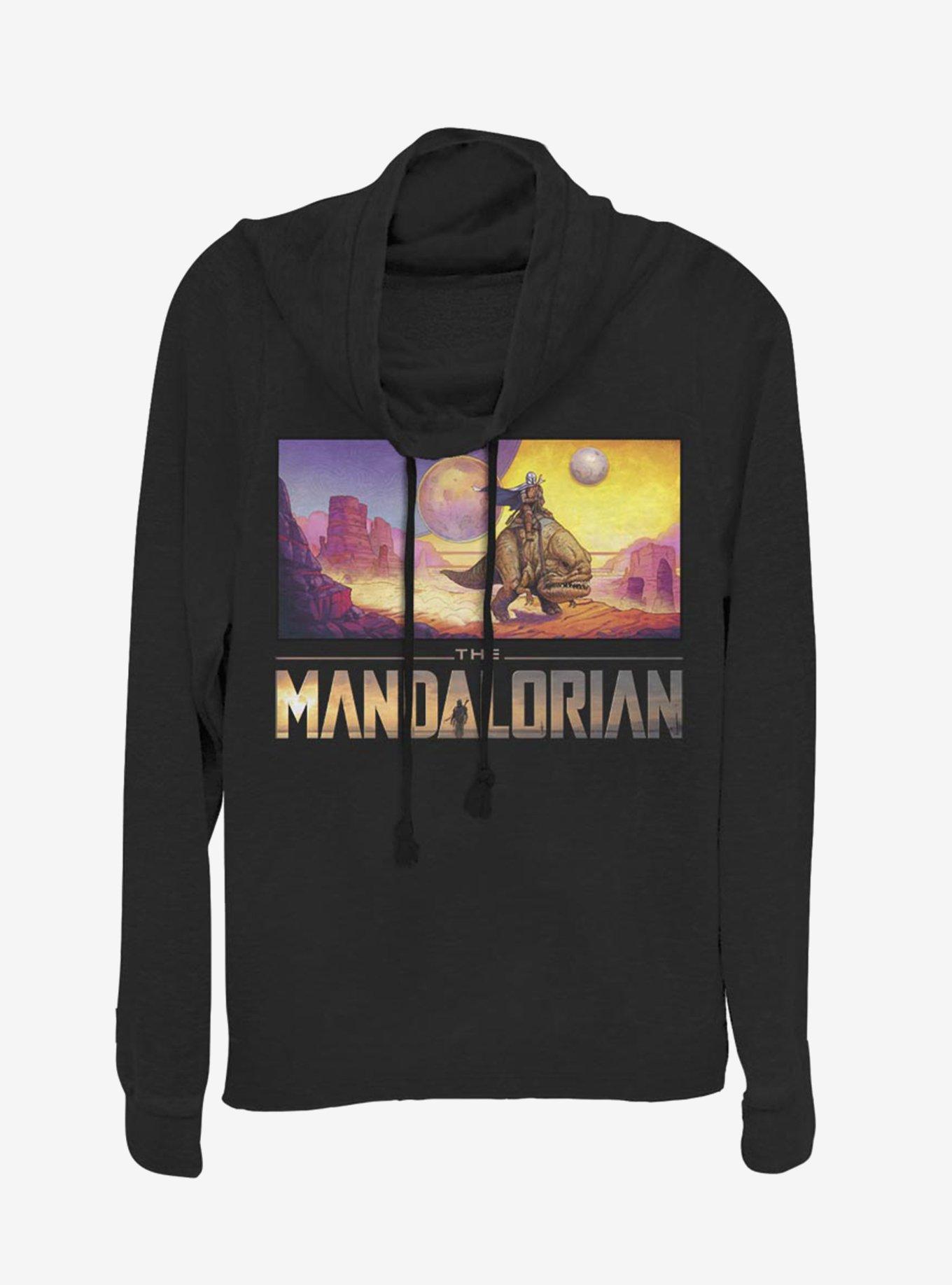 Star Wars The Mandalorian Colorful Mandalorian Landscape Cowl Neck Long-Sleeve Girls Top, , hi-res