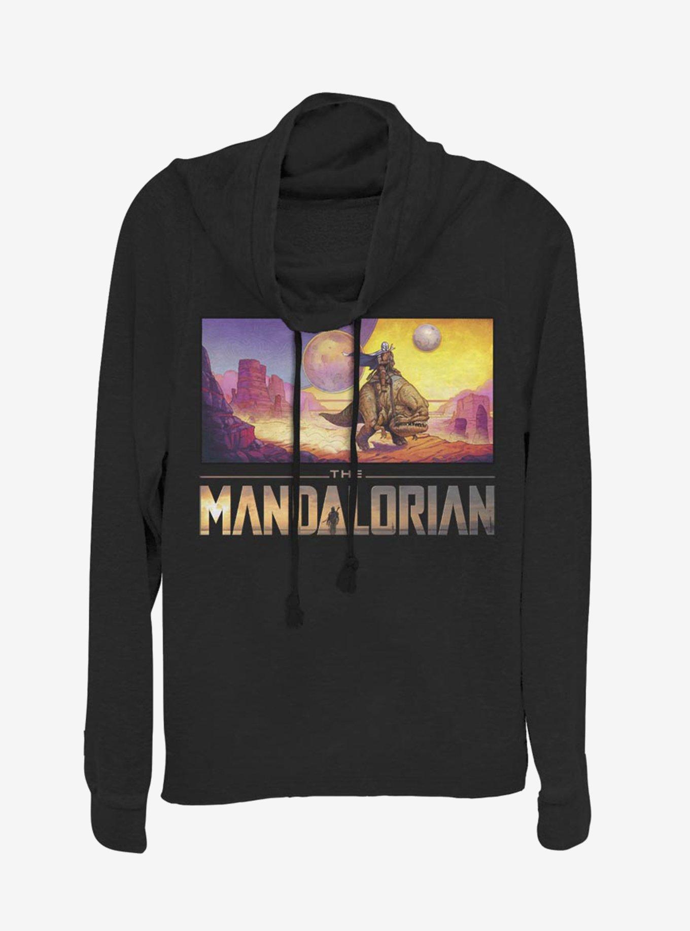 Star Wars The Mandalorian Colorful Mandalorian Landscape Cowl Neck Long-Sleeve Girls Top, , hi-res