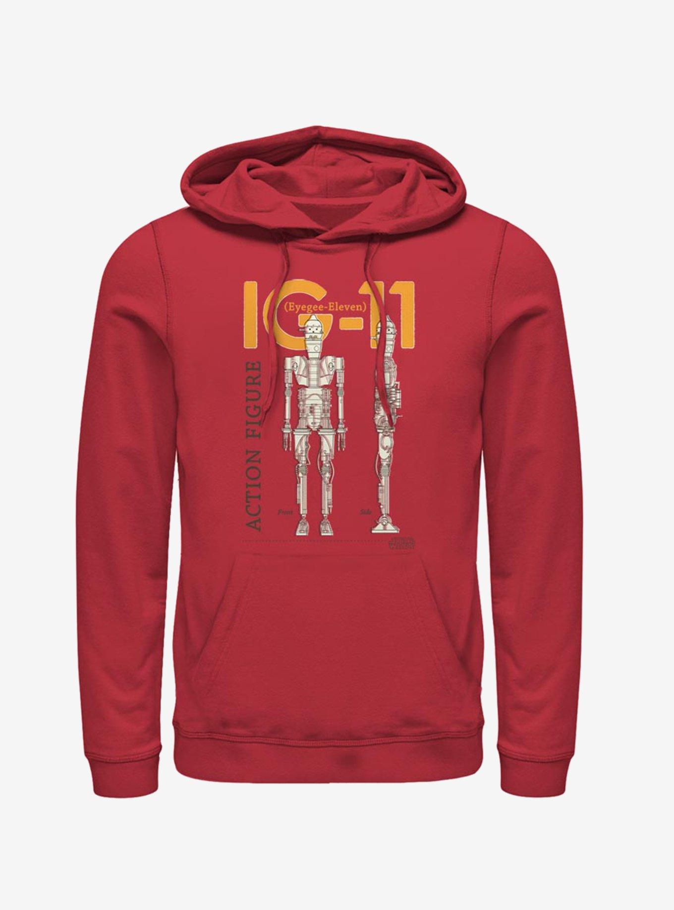 Star Wars The Mandalorian IG-11 Schematics Hoodie, RED, hi-res