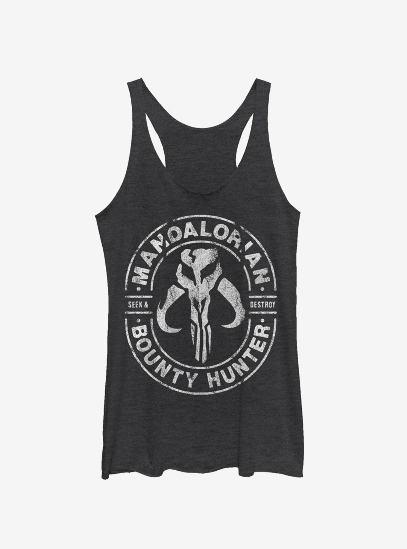 Star Wars The Mandalorian Gun For Hire Girls Heather Black Tank Top, BLK HTR, hi-res