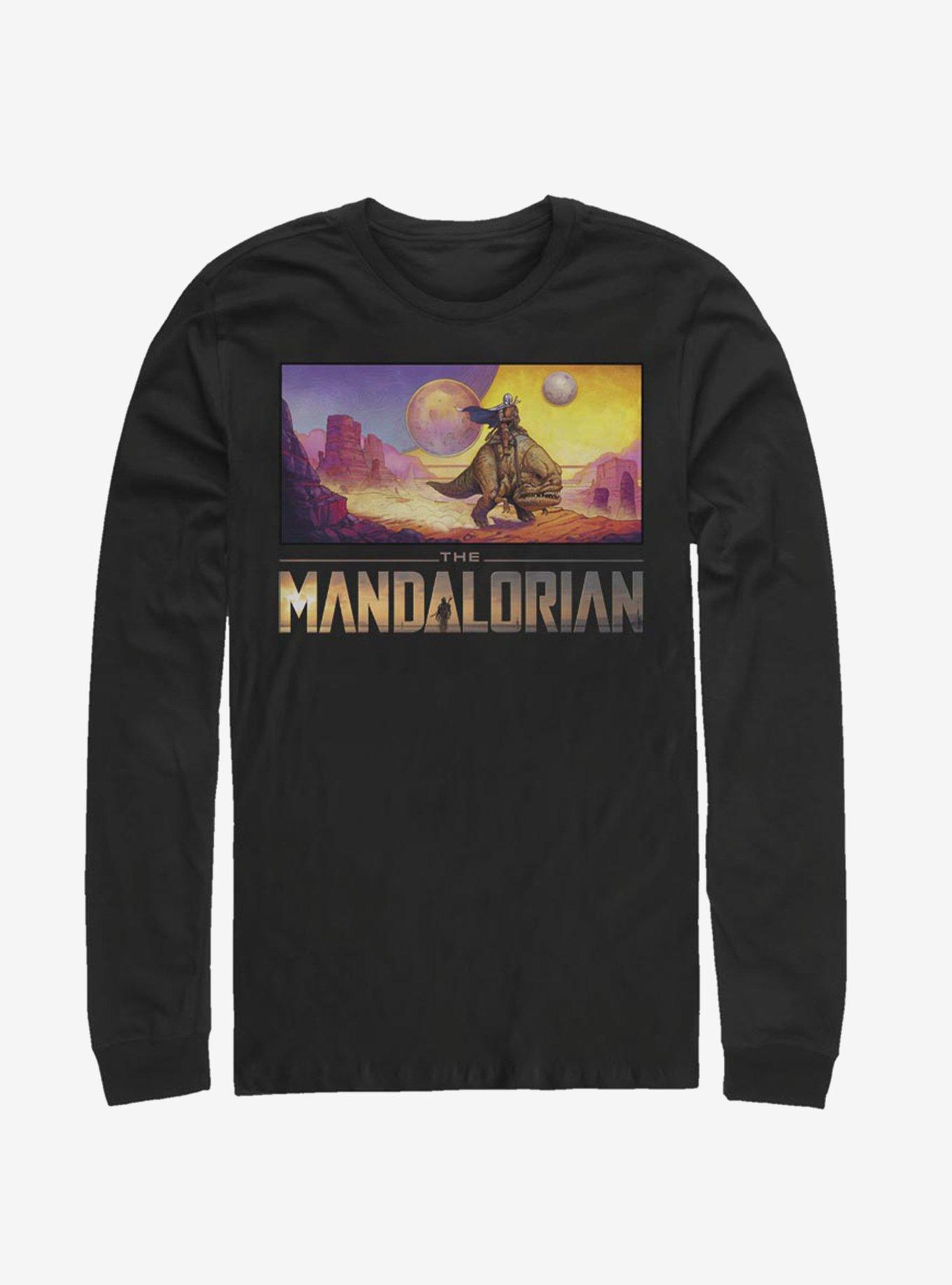 Star Wars The Mandalorian Colorful Mandalorian Landscape Long-Sleeve T-Shirt, BLACK, hi-res