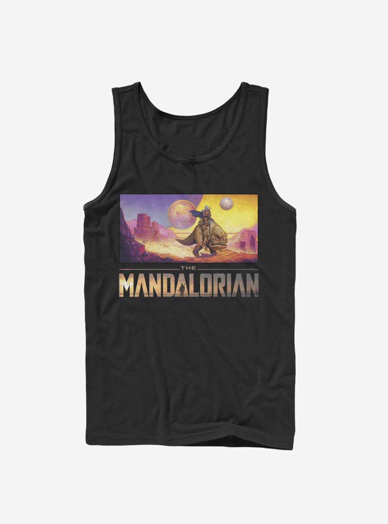 Star Wars The Mandalorian Colorful Mandalorian Landscape Tank, BLACK, hi-res