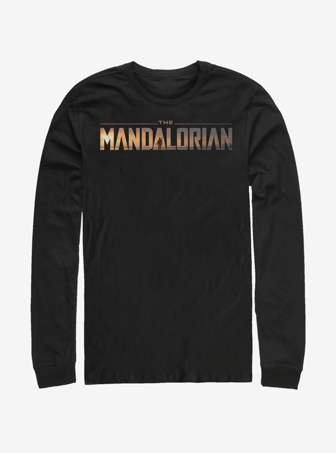 Star Wars The Mandalorian Logo Long-Sleeve T-Shirt, BLACK, hi-res
