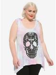 Black Glitter Skull Tie-Dye Shark Bite Girls Tank Top Plus Size, MULTI, hi-res