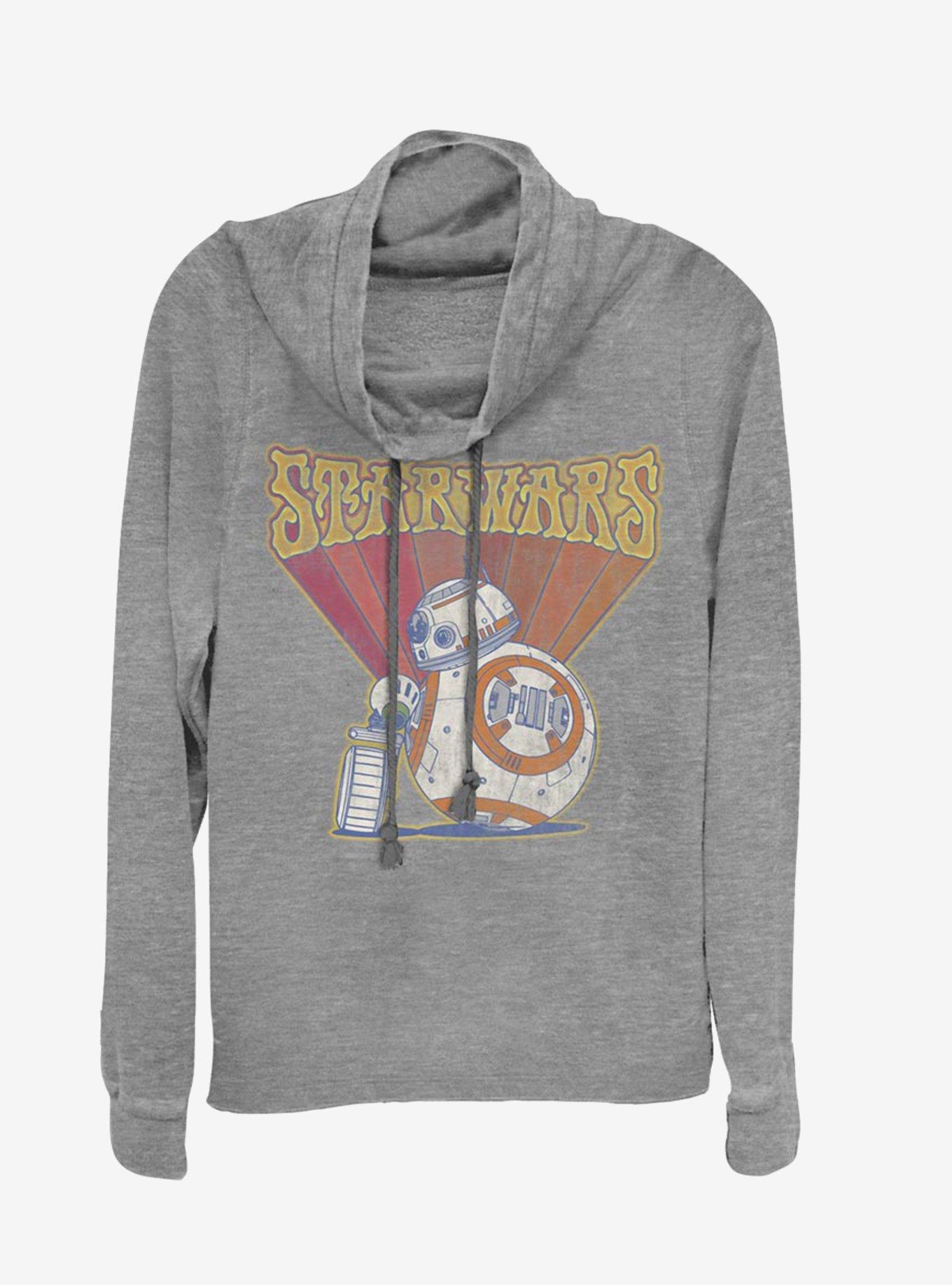 Star Wars Episode IX The Rise Of Skywalker BB-8 Retro Cowl Neck Long-Sleeve Girls Top, GRAY HTR, hi-res