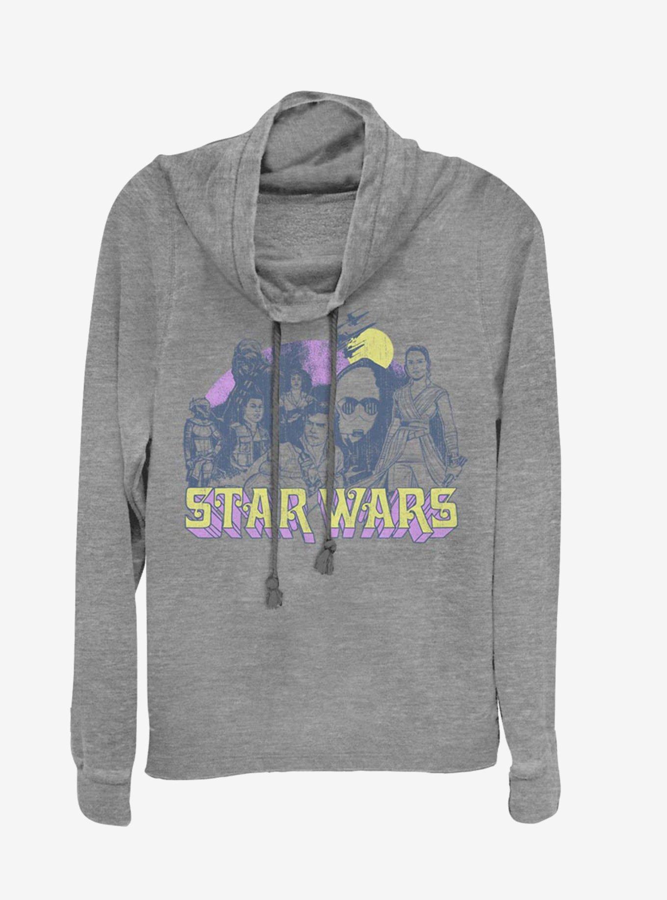 Star Wars Episode IX The Rise Of Skywalker Retro Rebel Cowl Neck Long-Sleeve Girls Top, GRAY HTR, hi-res