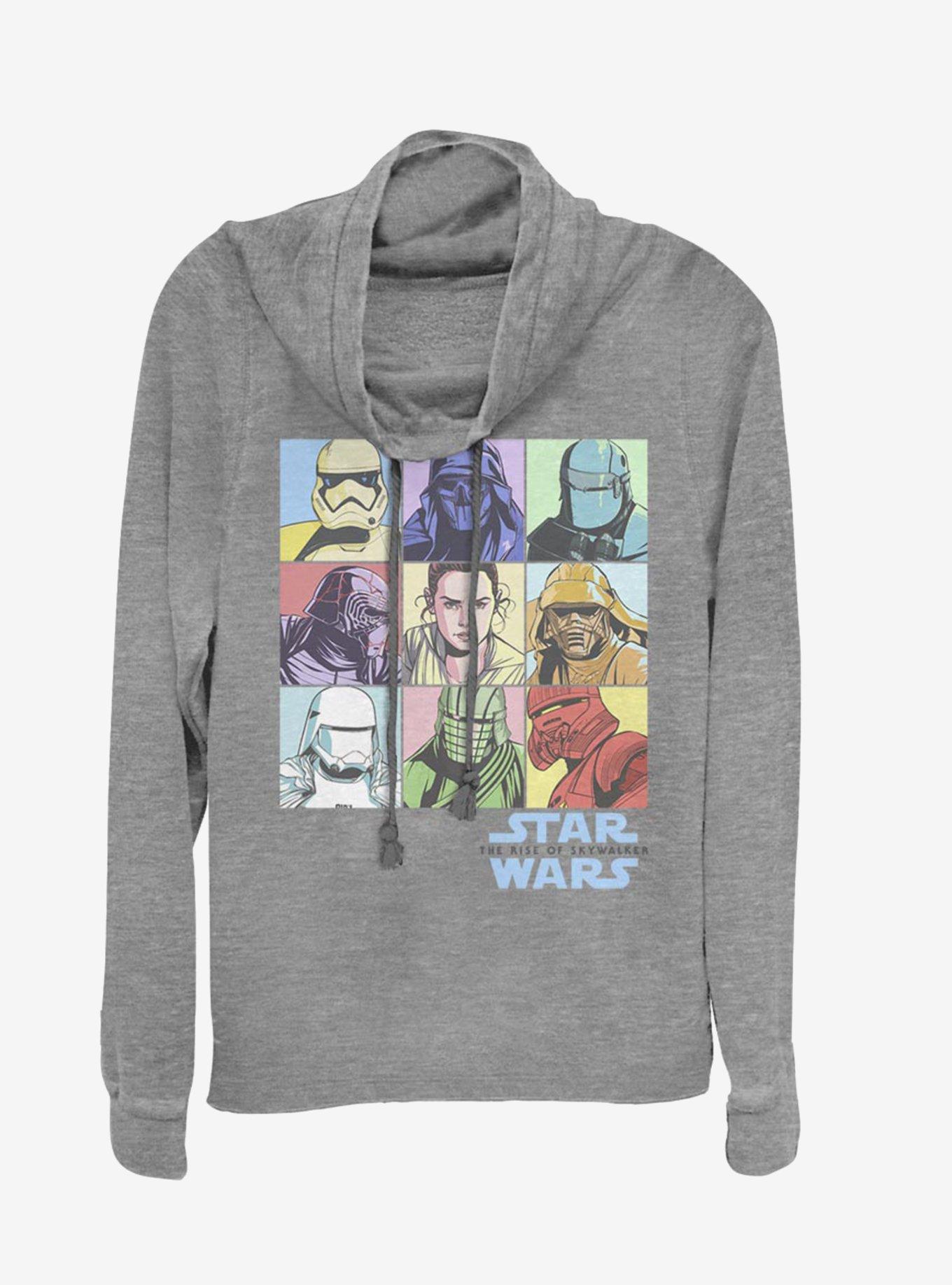 Star Wars Episode IX The Rise Of Skywalker Pastel Rey Boxes Cowl Neck Long-Sleeve Girls Top