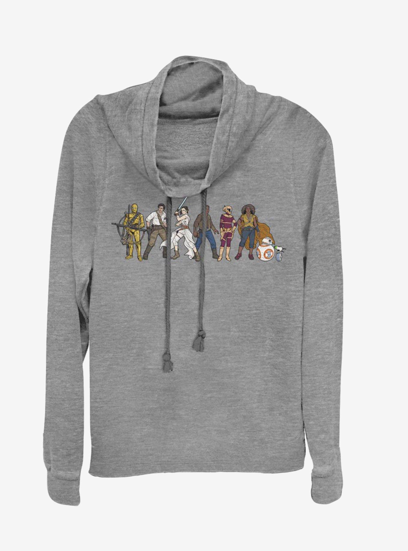 Star Wars Episode IX The Rise Of Skywalker Resistance Line-Up Cowl Neck Long-Sleeve Girls Top, GRAY HTR, hi-res