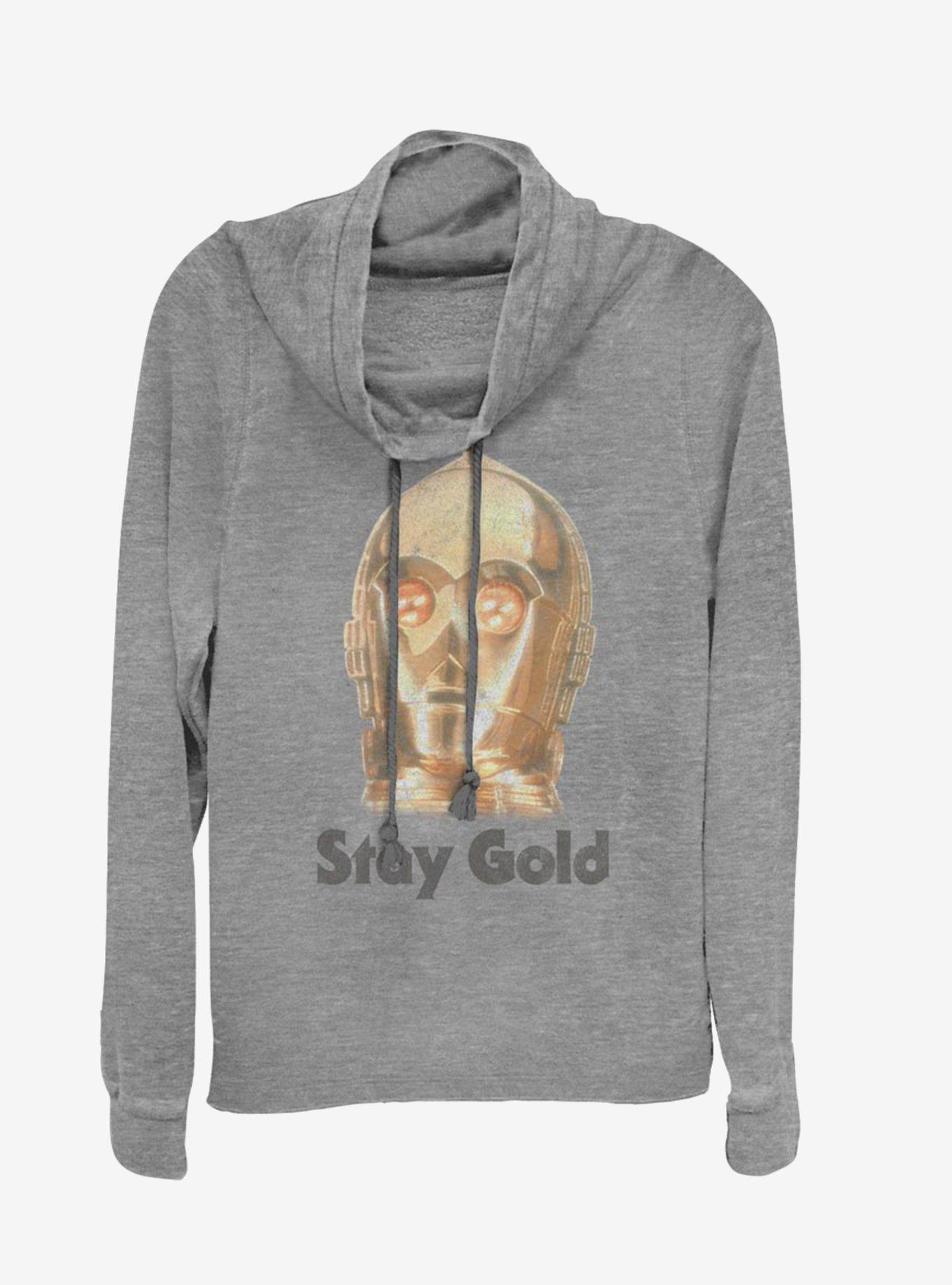 Star Wars Episode IX The Rise Of Skywalker Stay Gold Cowl Neck Long-Sleeve Girls Top, GRAY HTR, hi-res