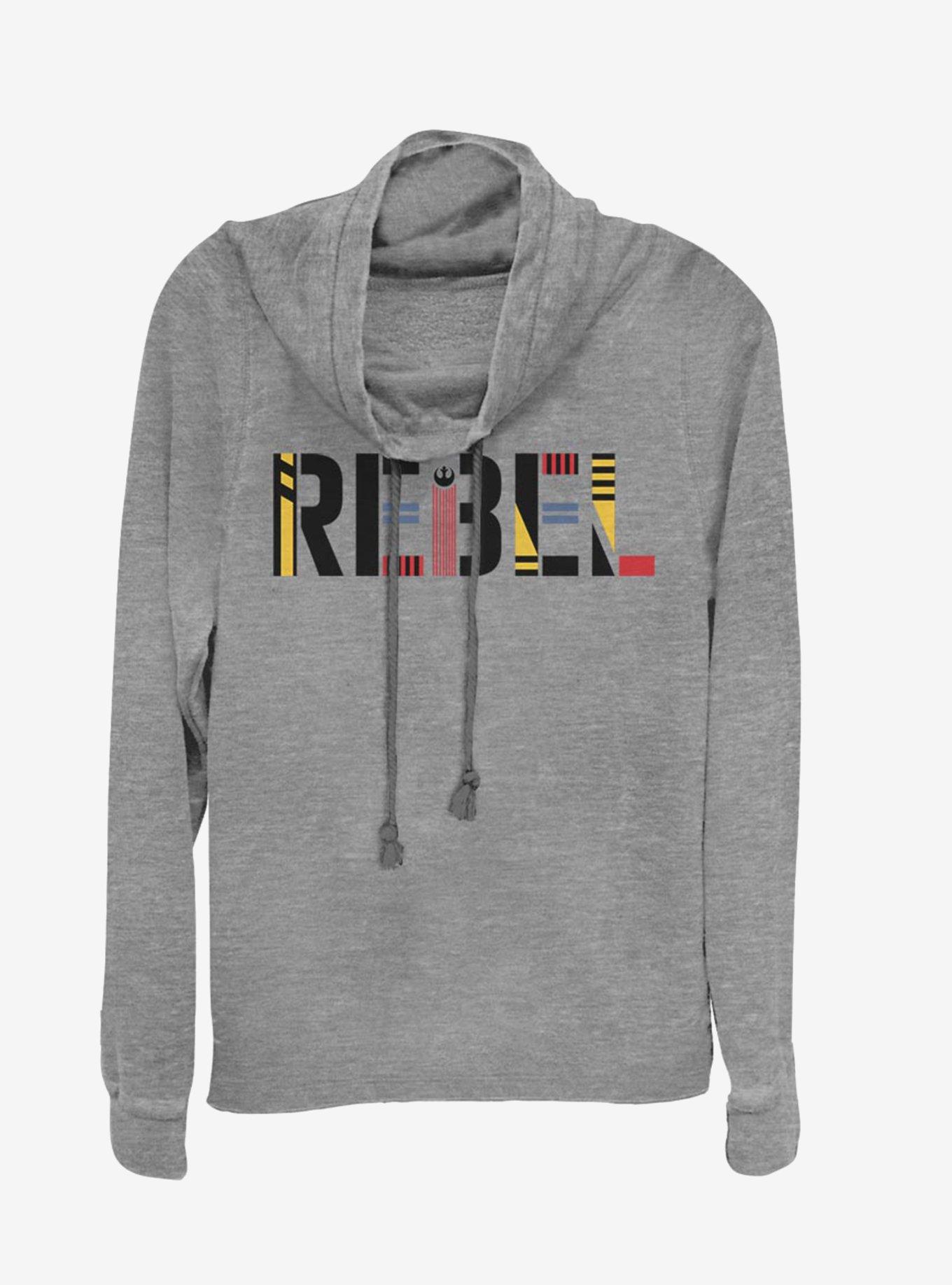 Star Wars Episode IX The Rise Of Skywalker Rebel Simple  Cowl Neck Long-Sleeve Girls Top, GRAY HTR, hi-res