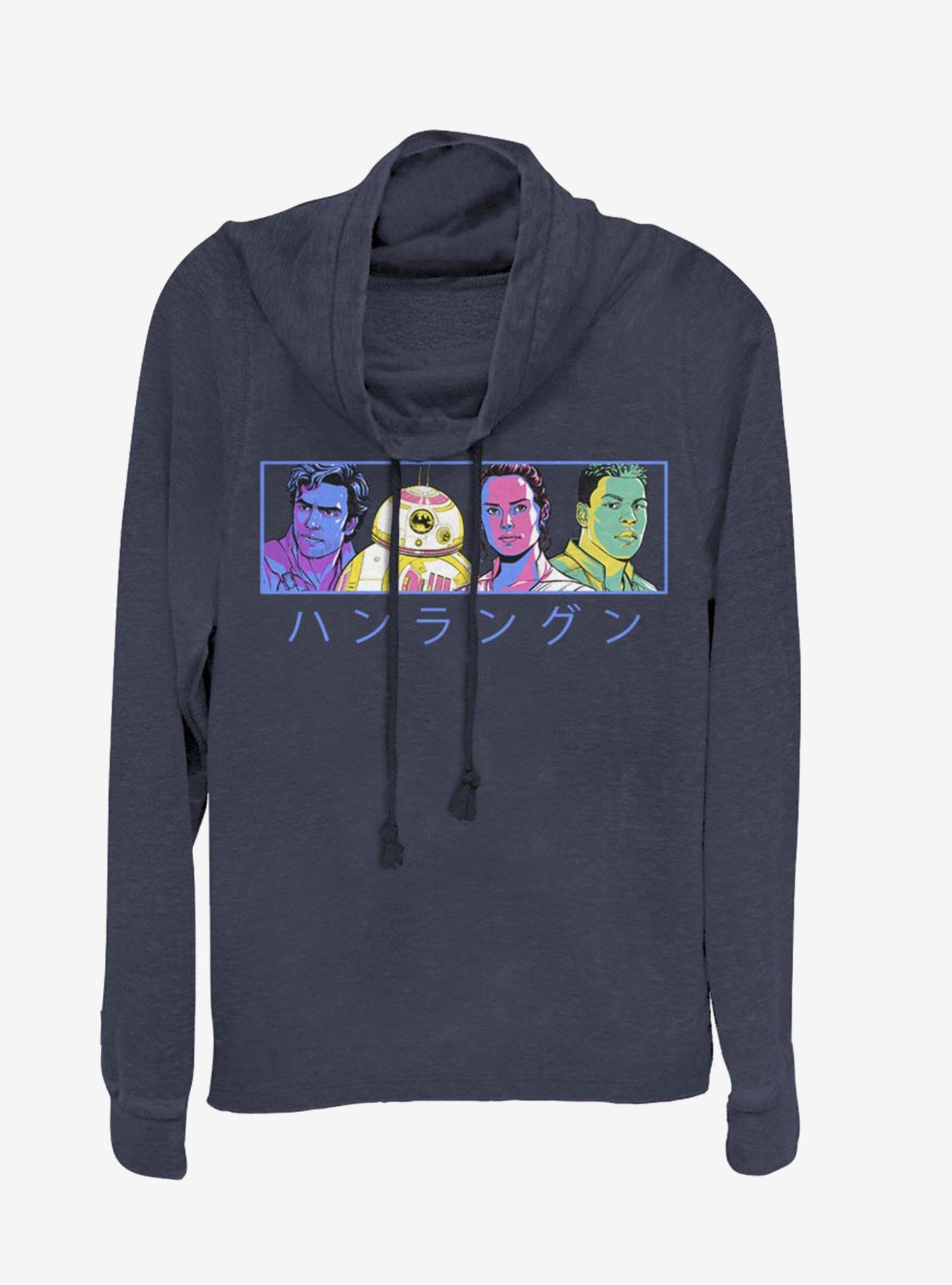 Star Wars Episode IX The Rise Of Skywalker Resistance Pop Cowl Neck Long-Sleeve Girls Top, NAVY, hi-res