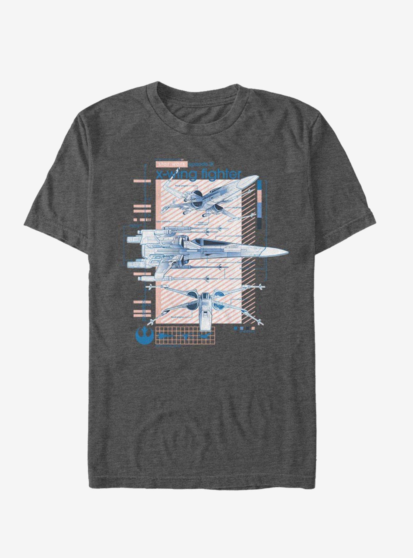 Star Wars Episode IX The Rise Of Skywalker Xwingers Ninety T-Shirt, CHAR HTR, hi-res