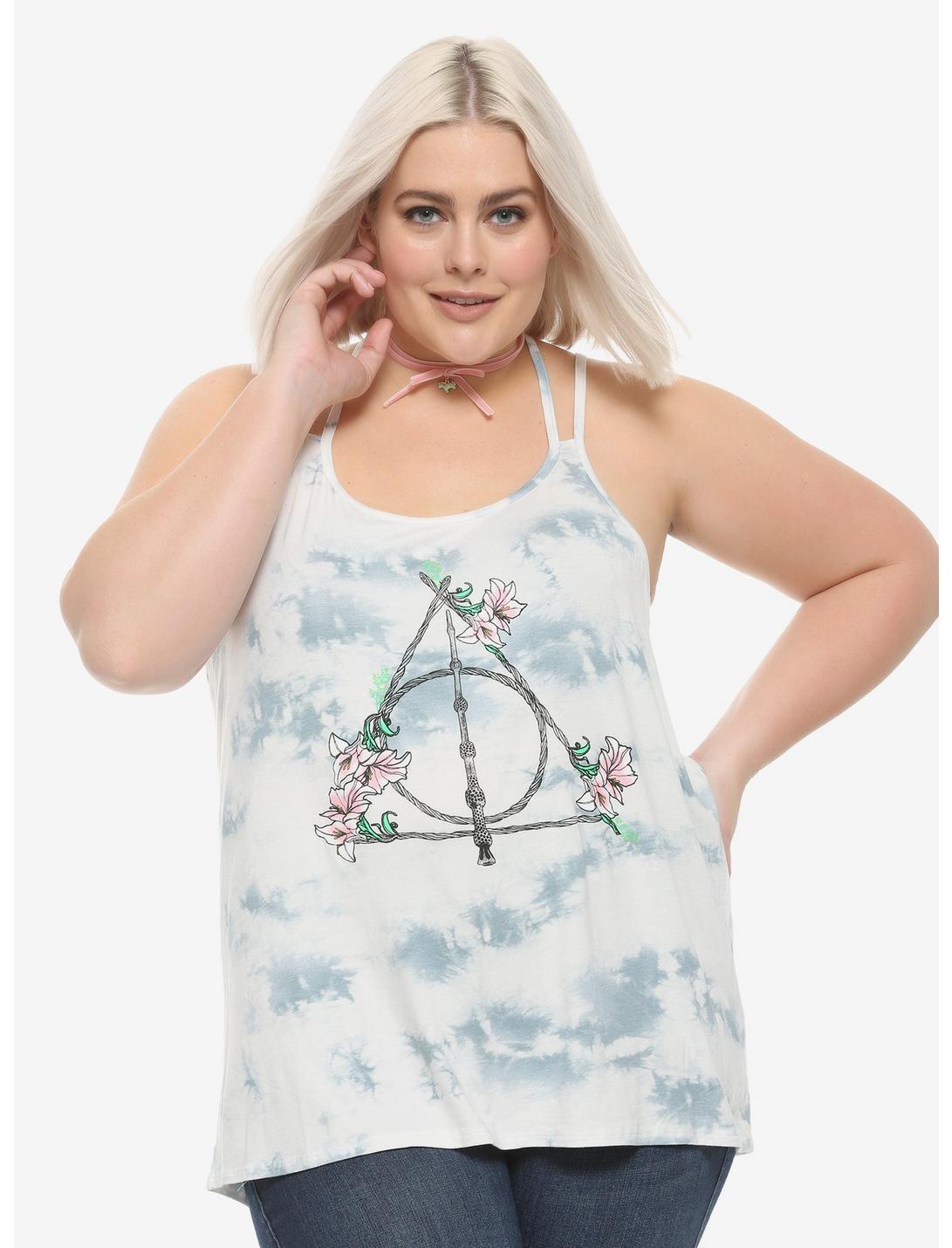 Harry Potter Deathly Hallows Lily Girls Strappy Tank Top Plus Size, WHITE, hi-res