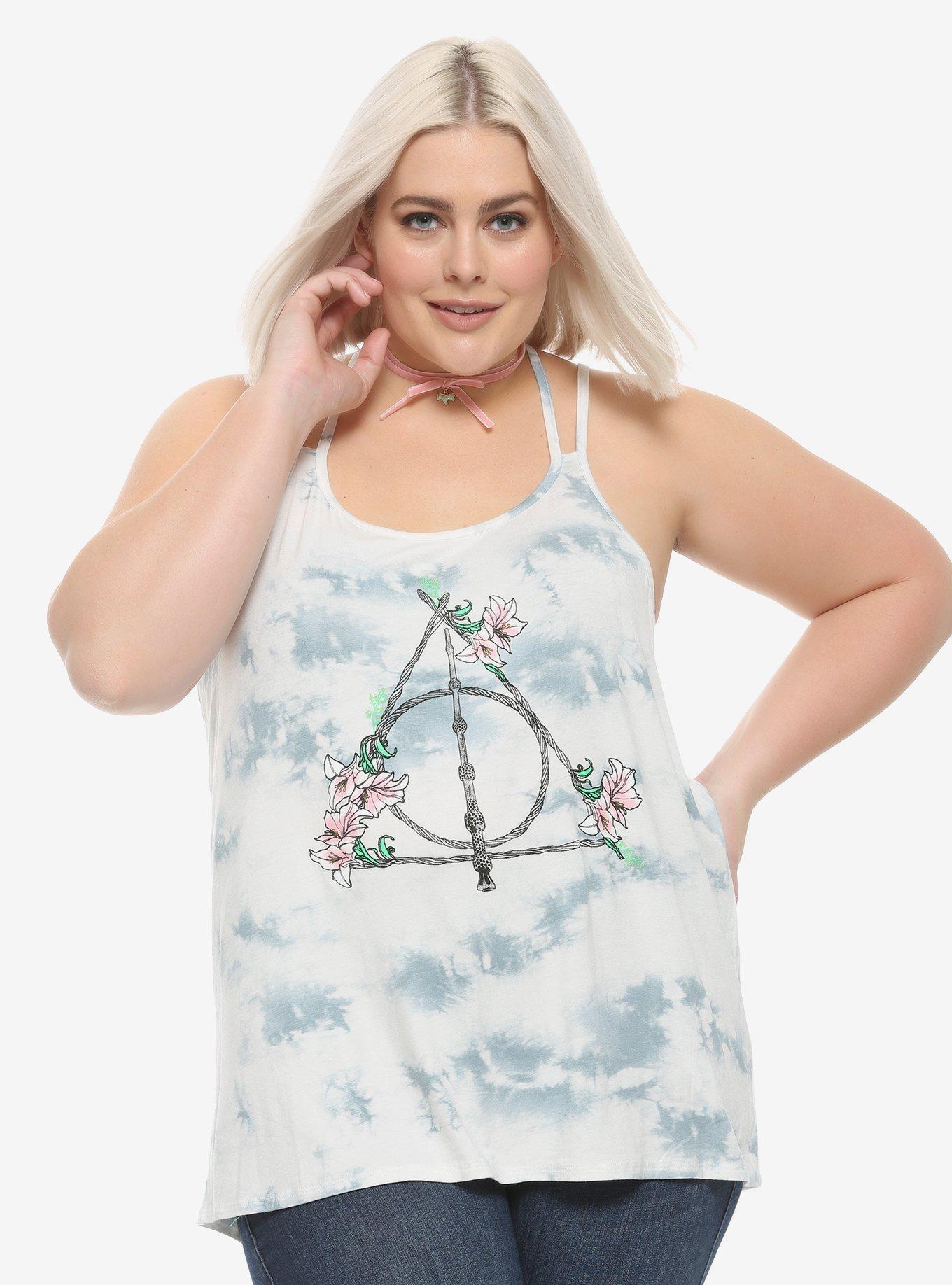 Harry Potter Deathly Hallows Lily Girls Strappy Tank Top Plus Size, WHITE, hi-res