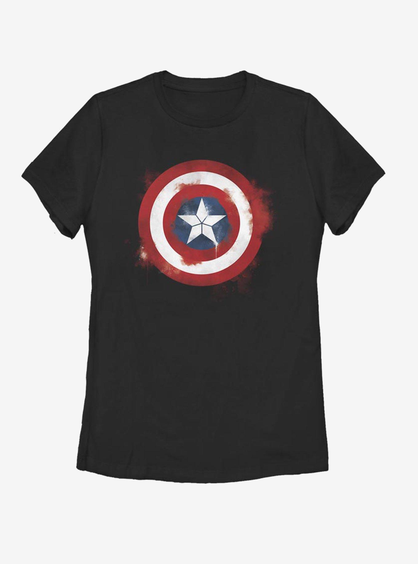 Marvel Captain America Spray Logo Womens T-Shirt, BLACK, hi-res