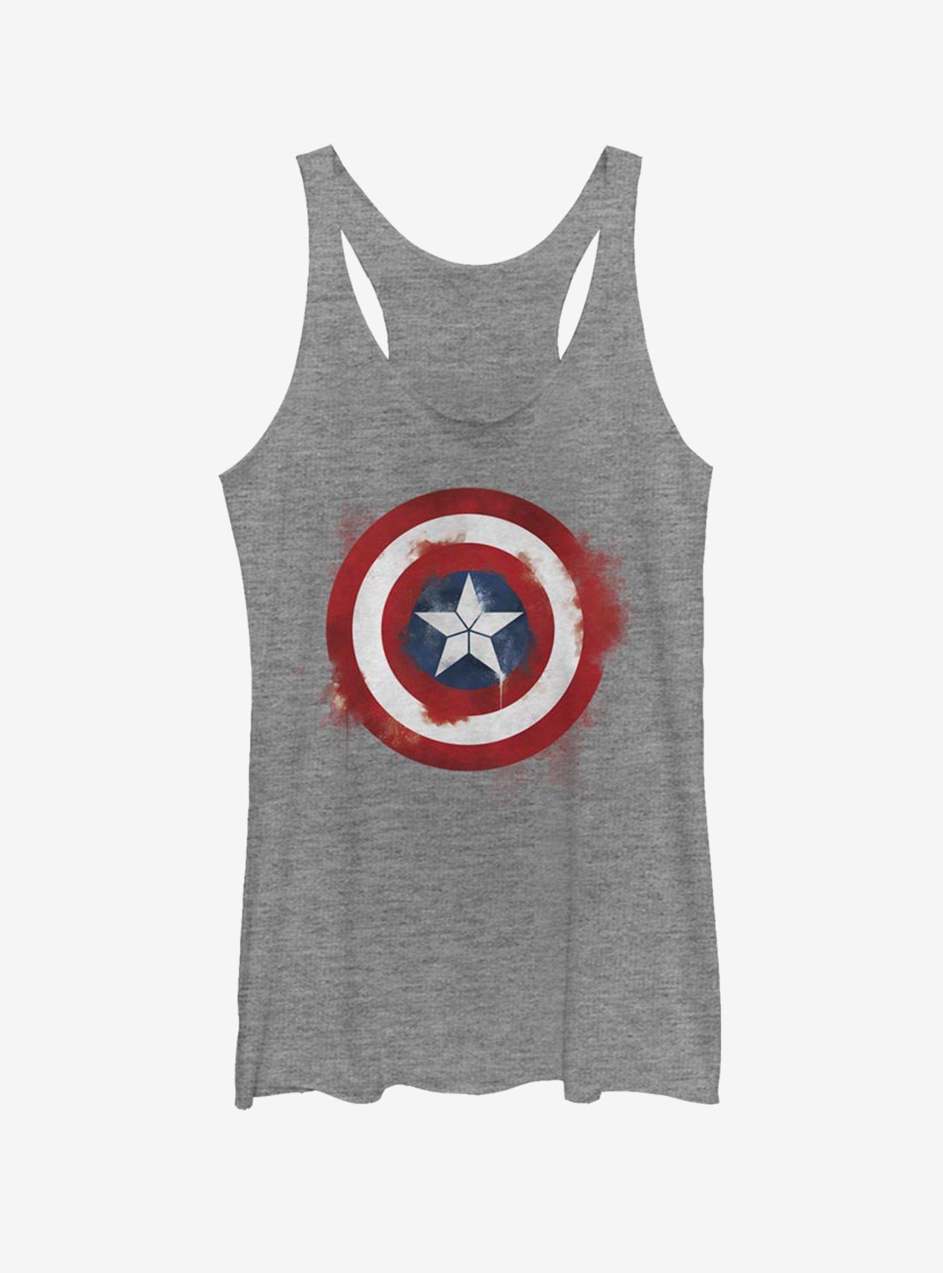 Marvel Captain America Spray Logo Womens Tank Top, GRAY HTR, hi-res