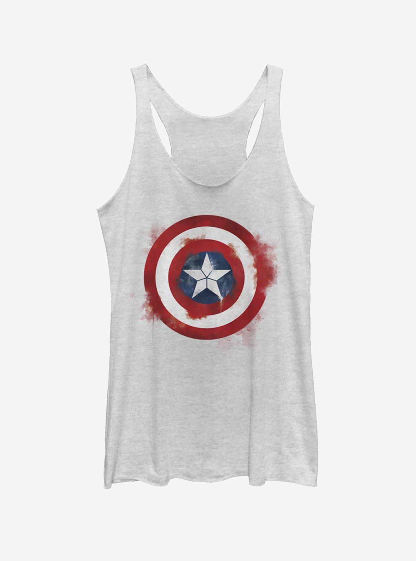 Marvel Captain America Spray Logo Womens Tank Top, WHITE HTR, hi-res