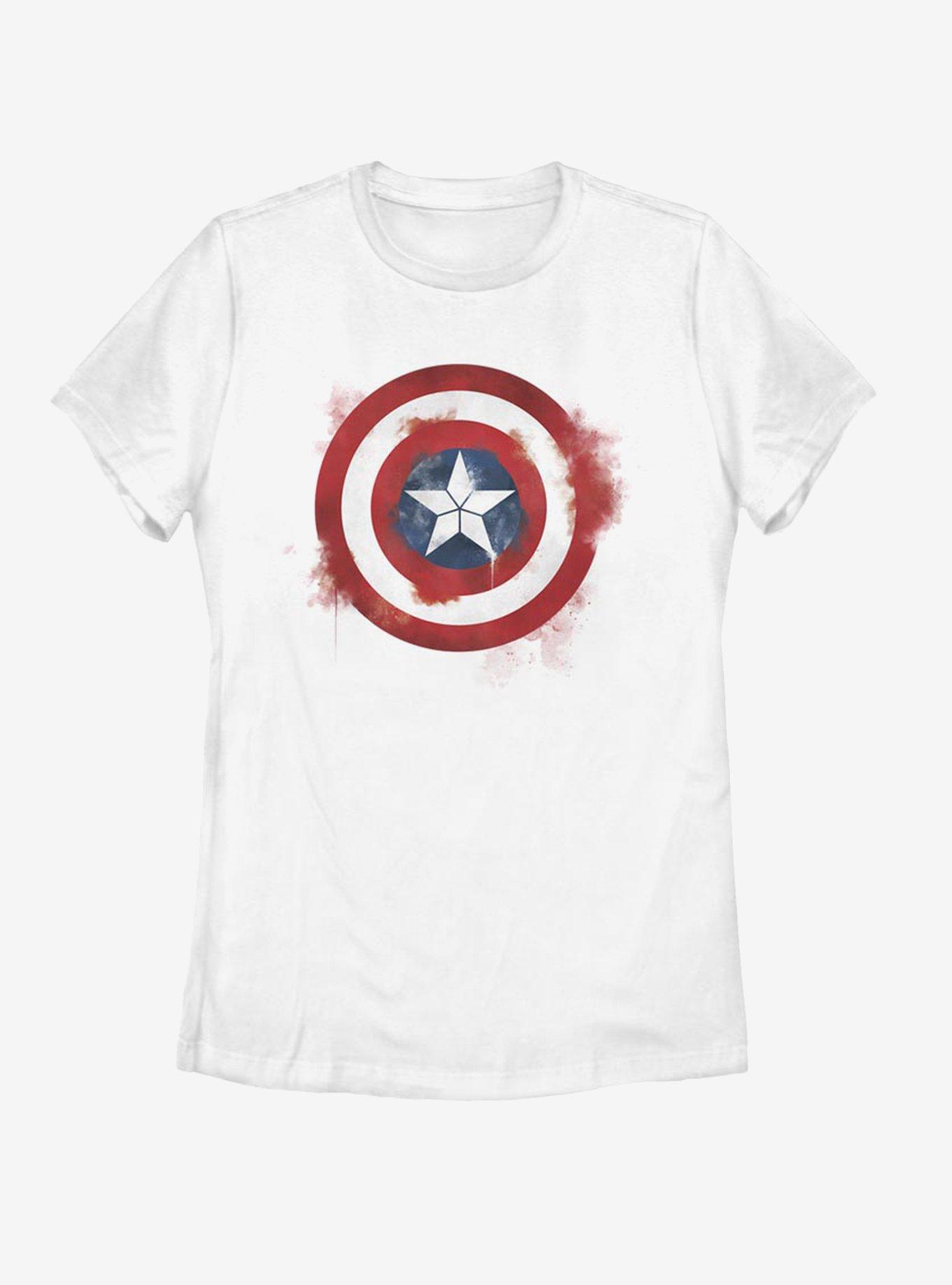 Marvel Captain America Spray Logo Womens T-Shirt, WHITE, hi-res