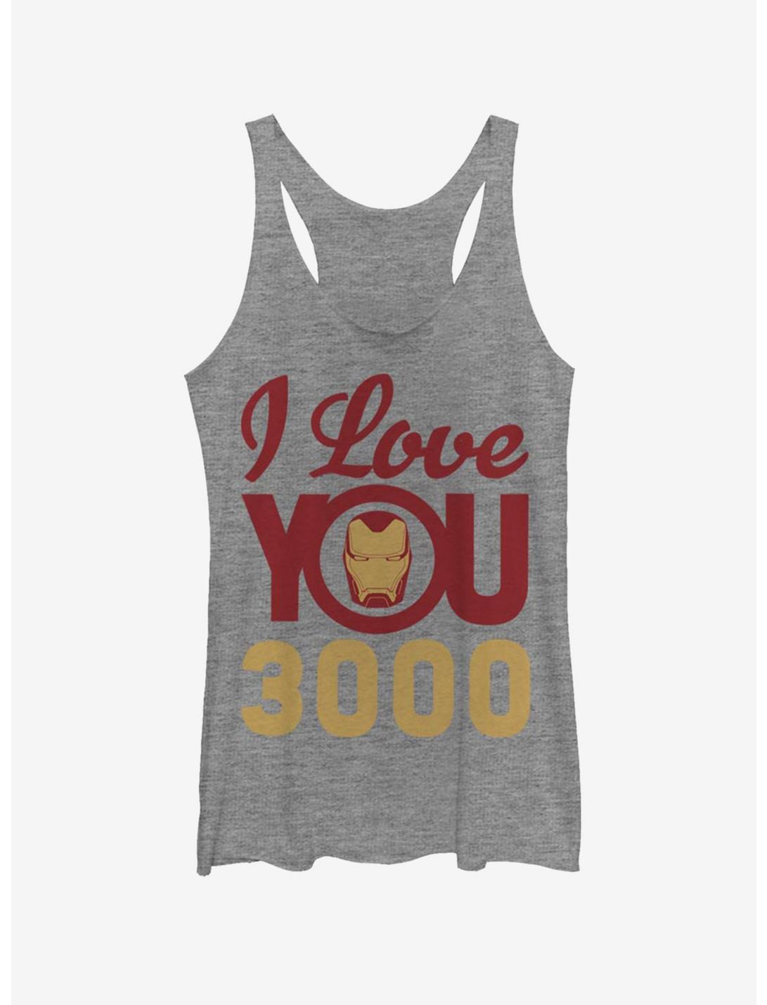 Marvel Iron Man Love You 3000 Icon Face Womens Tank Top, GRAY HTR, hi-res