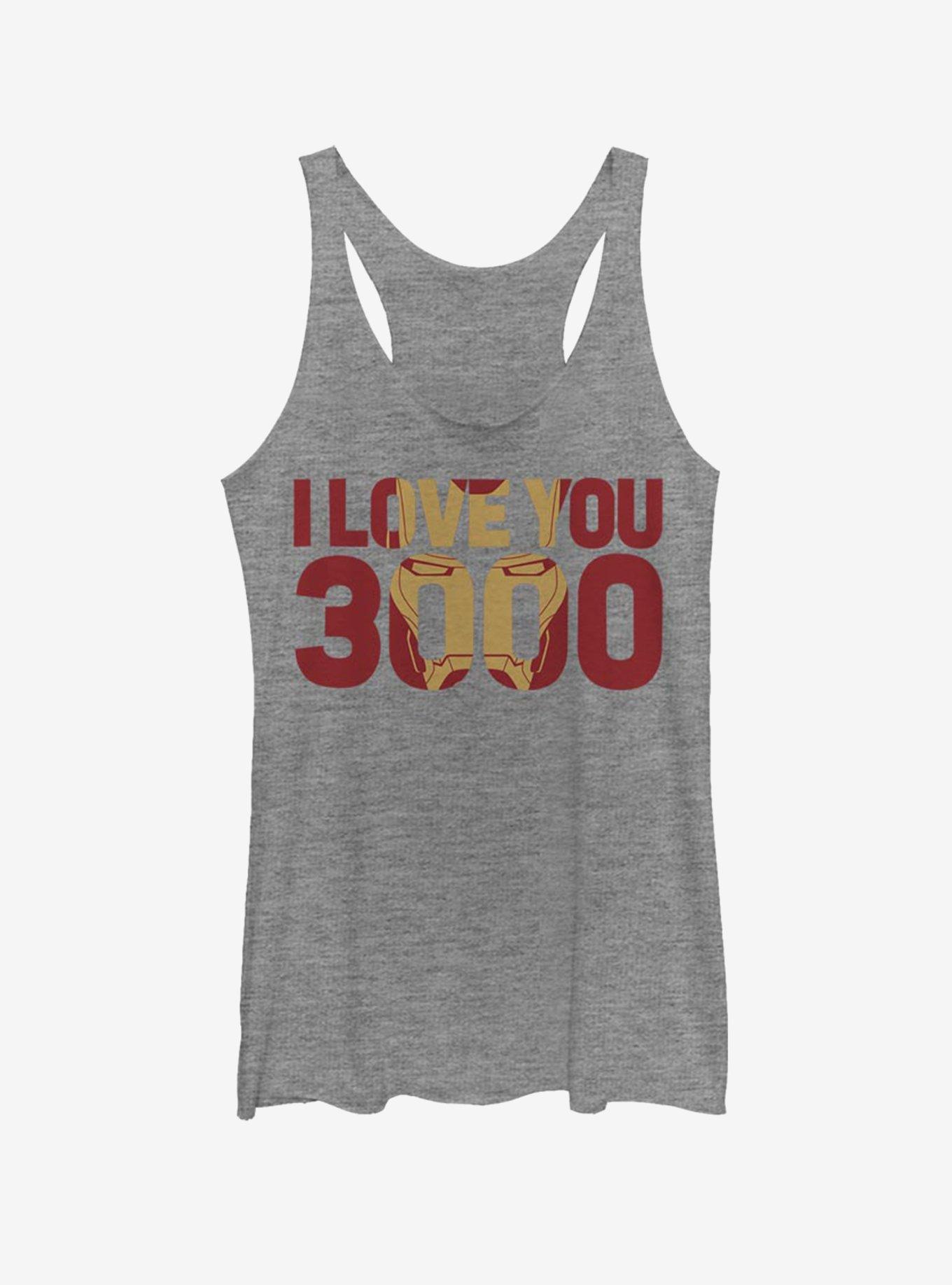 Marvel Iron Man Love You 3000 Womens Tank Top, GRAY HTR, hi-res