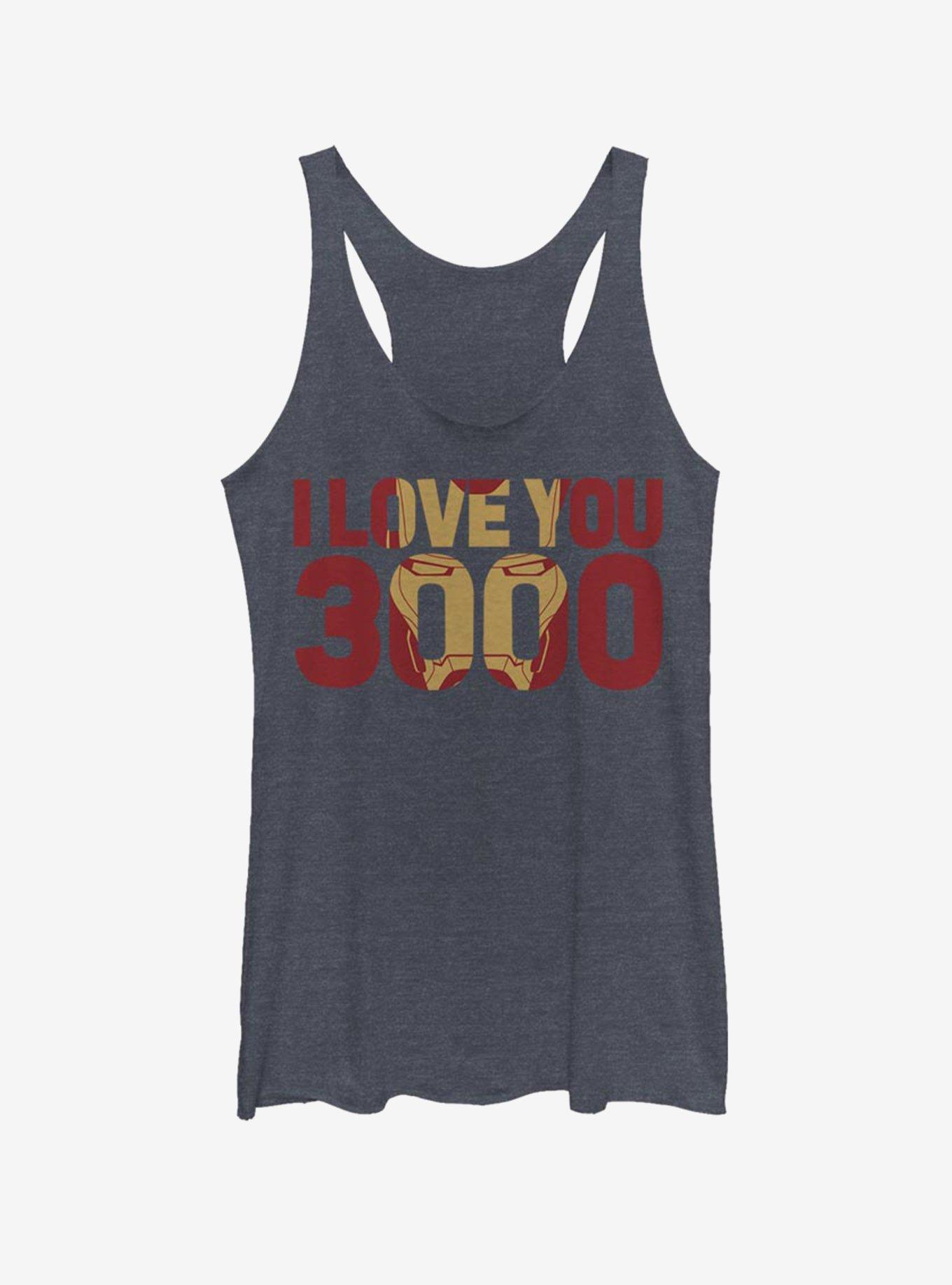Marvel Iron Man Love You 3000 Womens Tank Top, NAVY HTR, hi-res