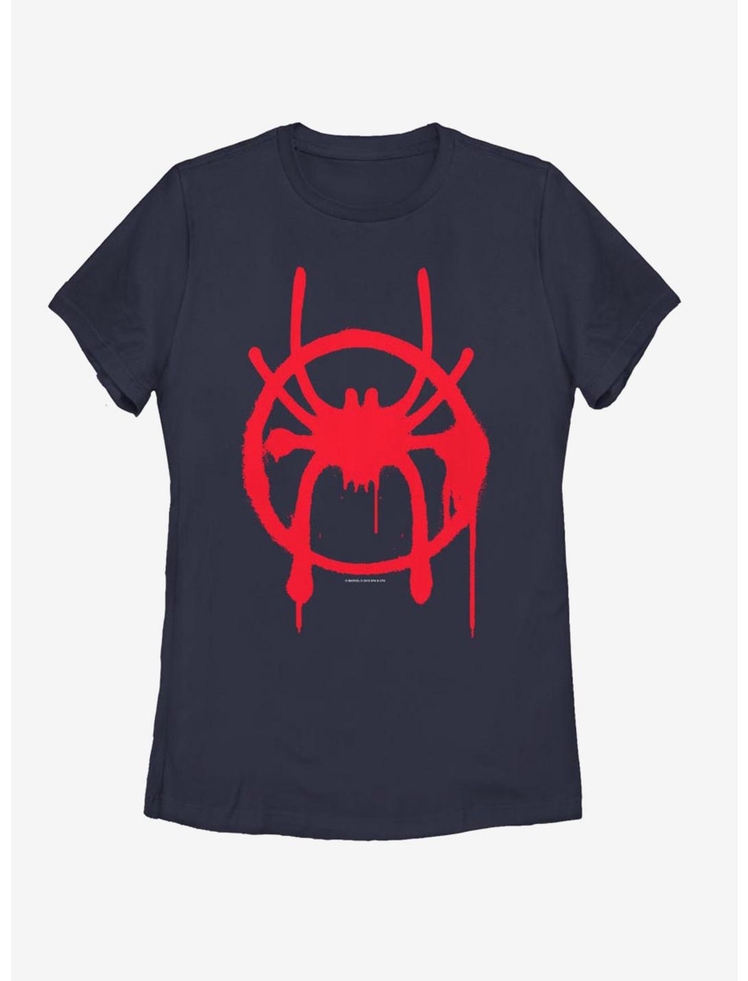 Marvel Spider-Man : Into The Spiderverse Miles Symbol Womens T-Shirt, NAVY, hi-res