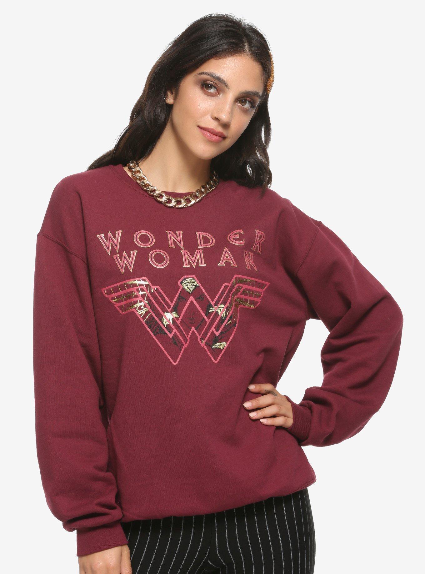 DC Comics Wonder Woman Logo Embroidery' Bella + Canvas Unisex Sweatshirt