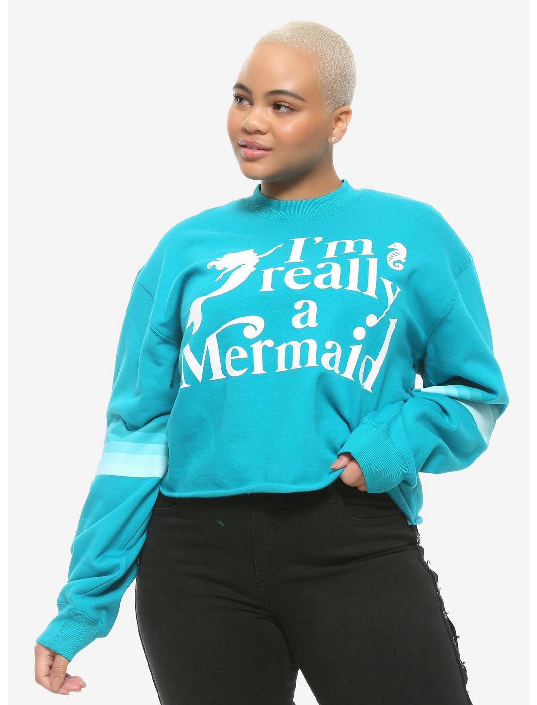 Disney The Little Mermaid I'm Really A Mermaid Girls Crop Sweatshirt Plus Size, MULTI, hi-res