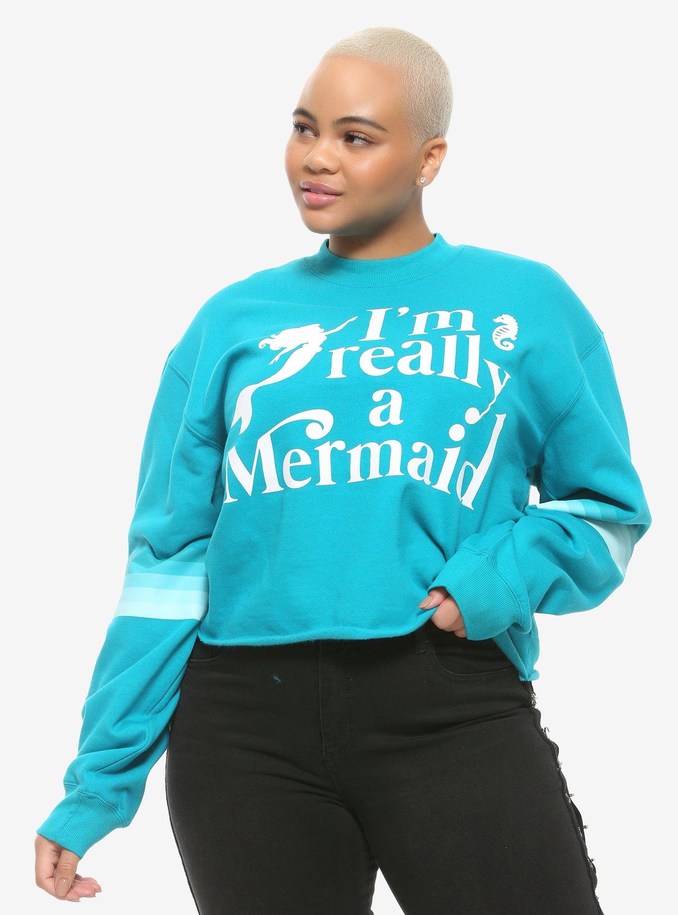 Disney The Little Mermaid I'm Really A Mermaid Girls Crop Sweatshirt Plus Size, MULTI, hi-res