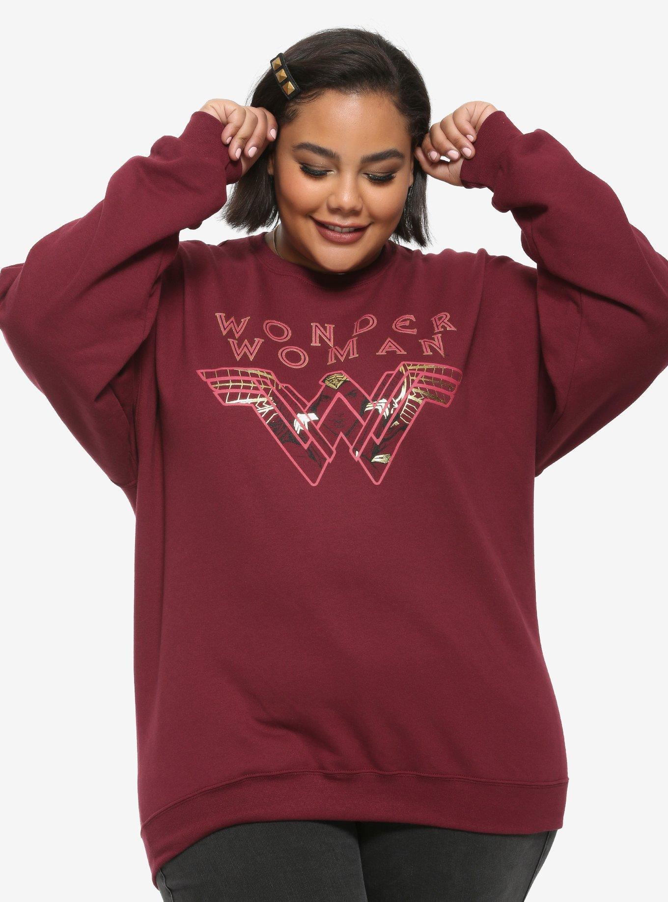 DC Comics Wonder Woman Logo Girls Sweatshirt Plus Size, MULTI, hi-res