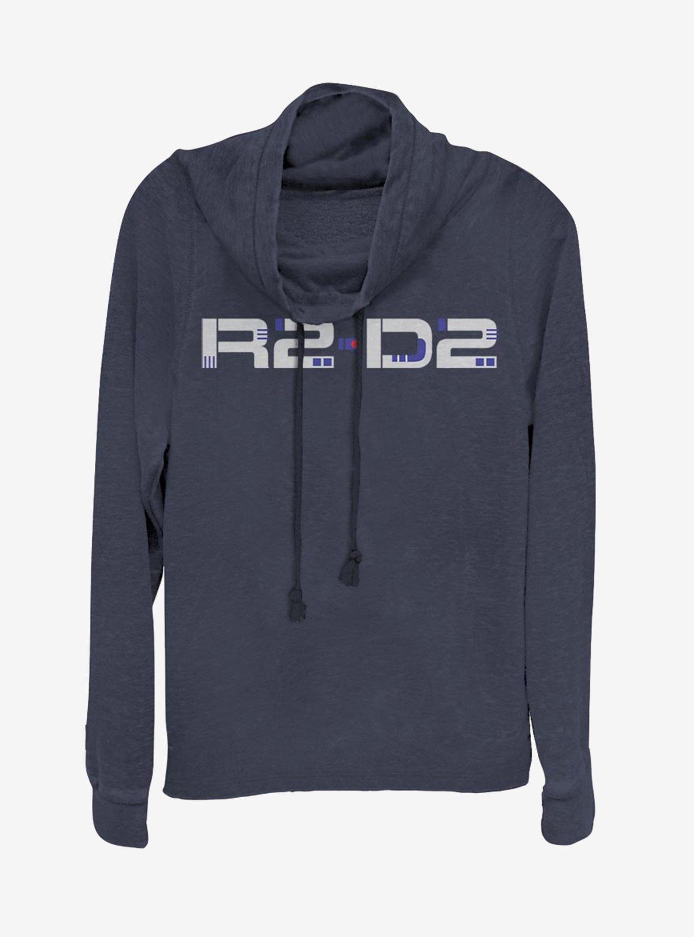 Star Wars: The Rise of Skywalker Droid Design Cowl Neck Long-Sleeve Girls Top, NAVY, hi-res