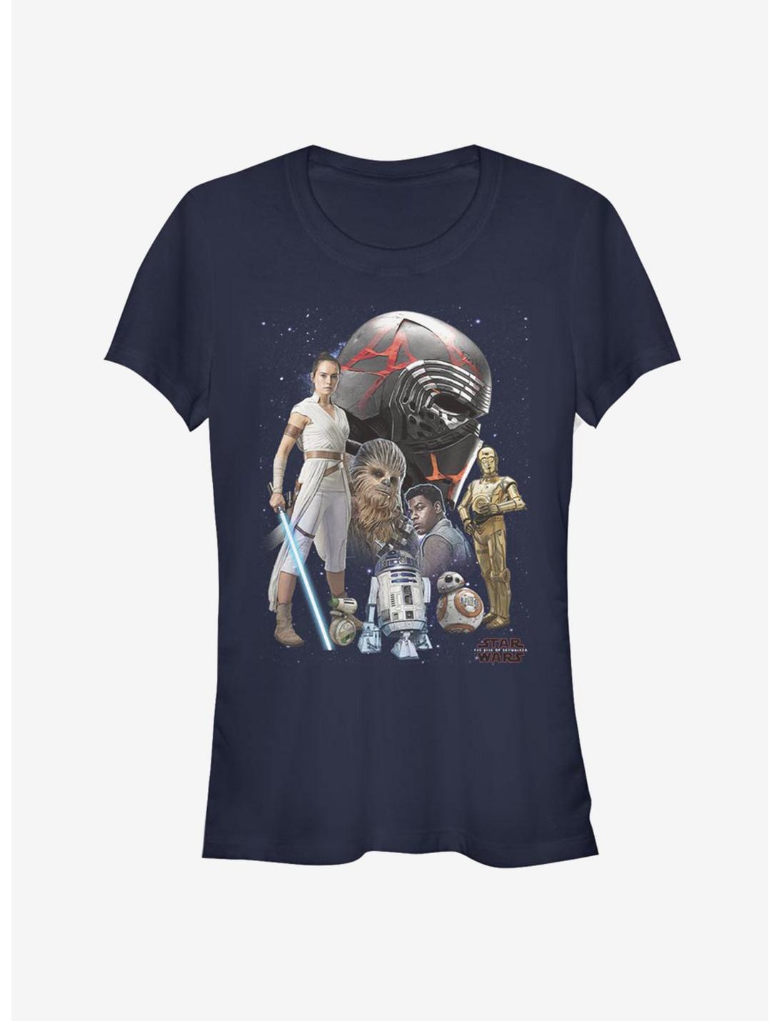 Star Wars: The Rise of Skywalker Galaxies Heroes Girls T-Shirt, NAVY, hi-res
